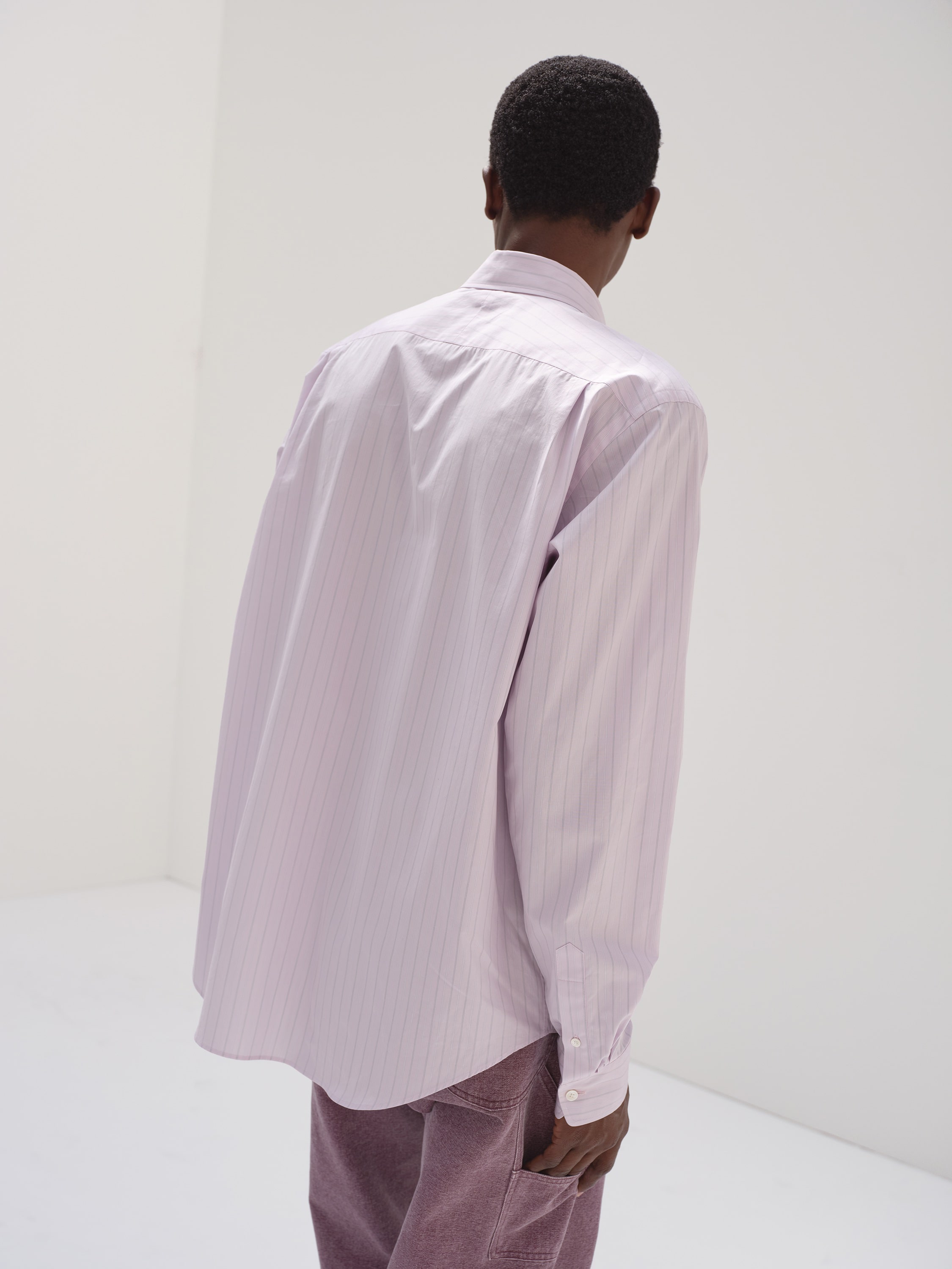 SUVIN HIGH COUNT CLOTH STRIPE SHIRT 詳細画像 LIGHT PURPLE 3