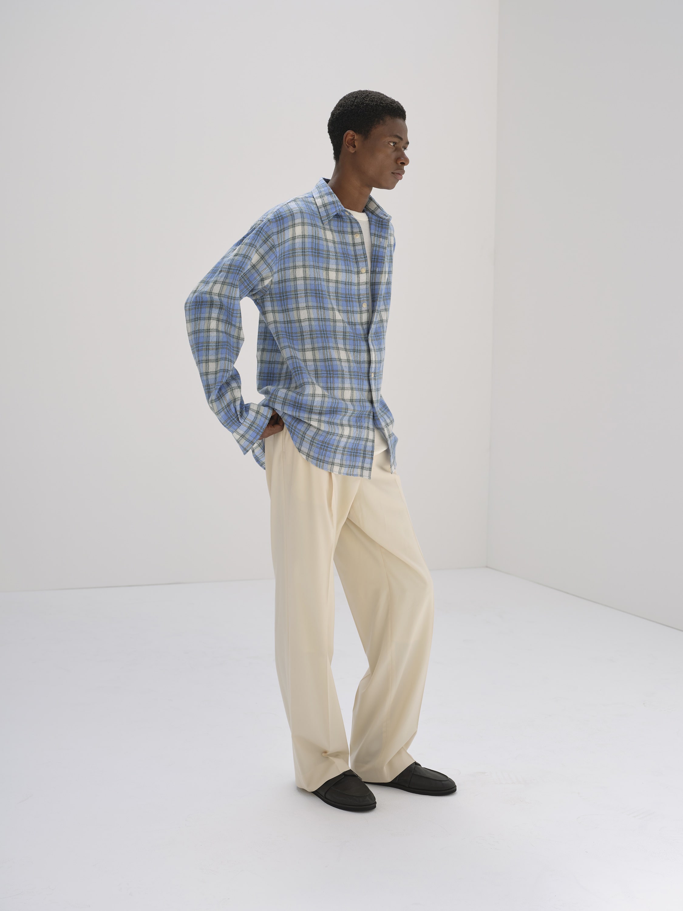 AIRY WOOL CHECK SHIRT 詳細画像 BLUE CHECK 1