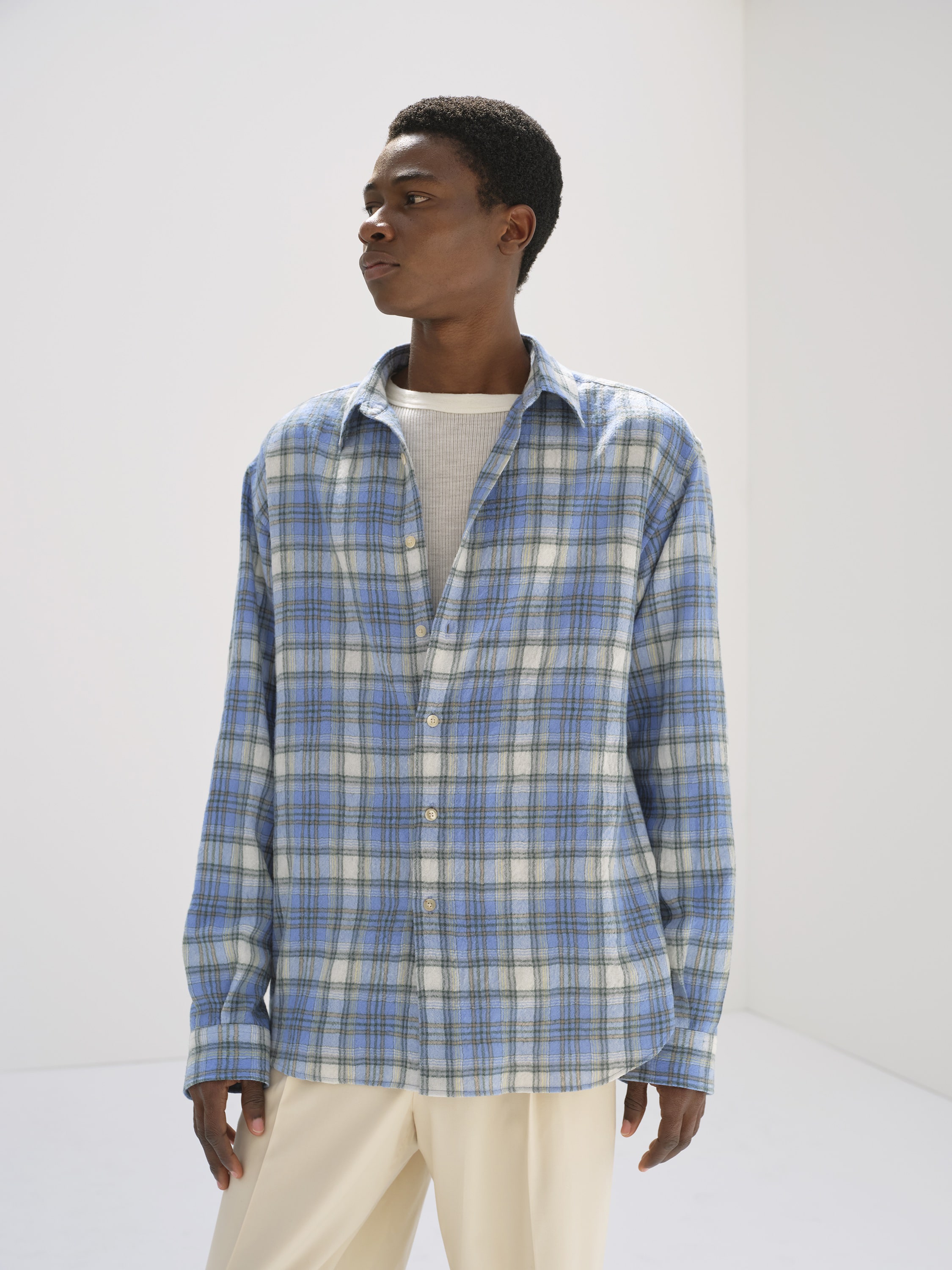 AIRY WOOL CHECK SHIRT 詳細画像 BLUE CHECK 2