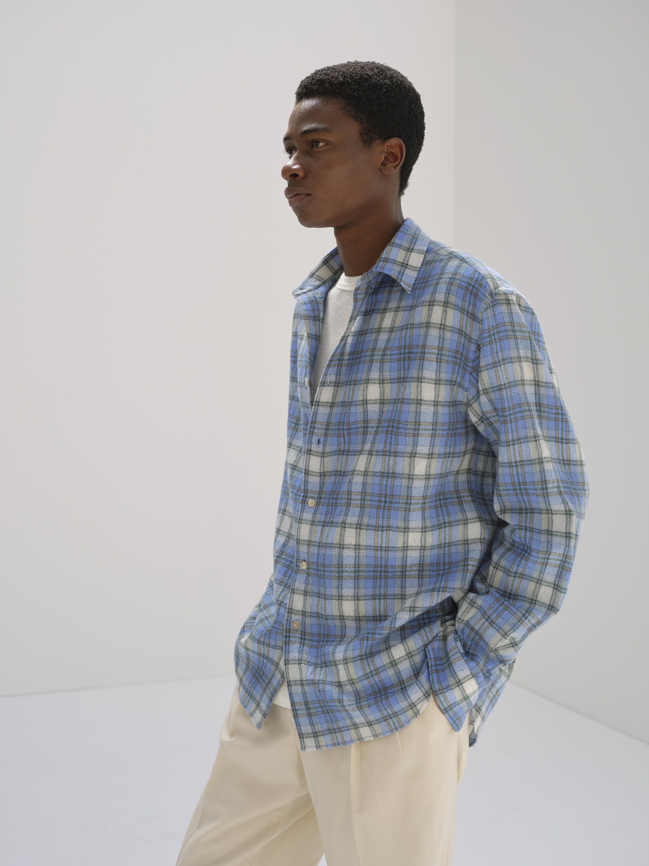 AIRY WOOL CHECK SHIRT 詳細画像 BLUE CHECK 3