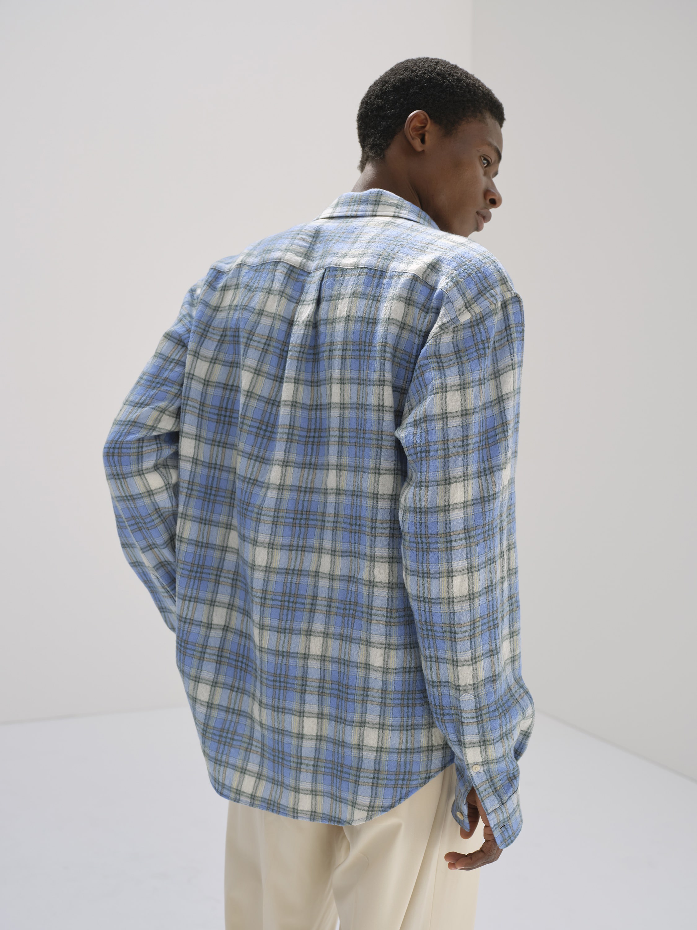 AIRY WOOL CHECK SHIRT 詳細画像 BLUE CHECK 4