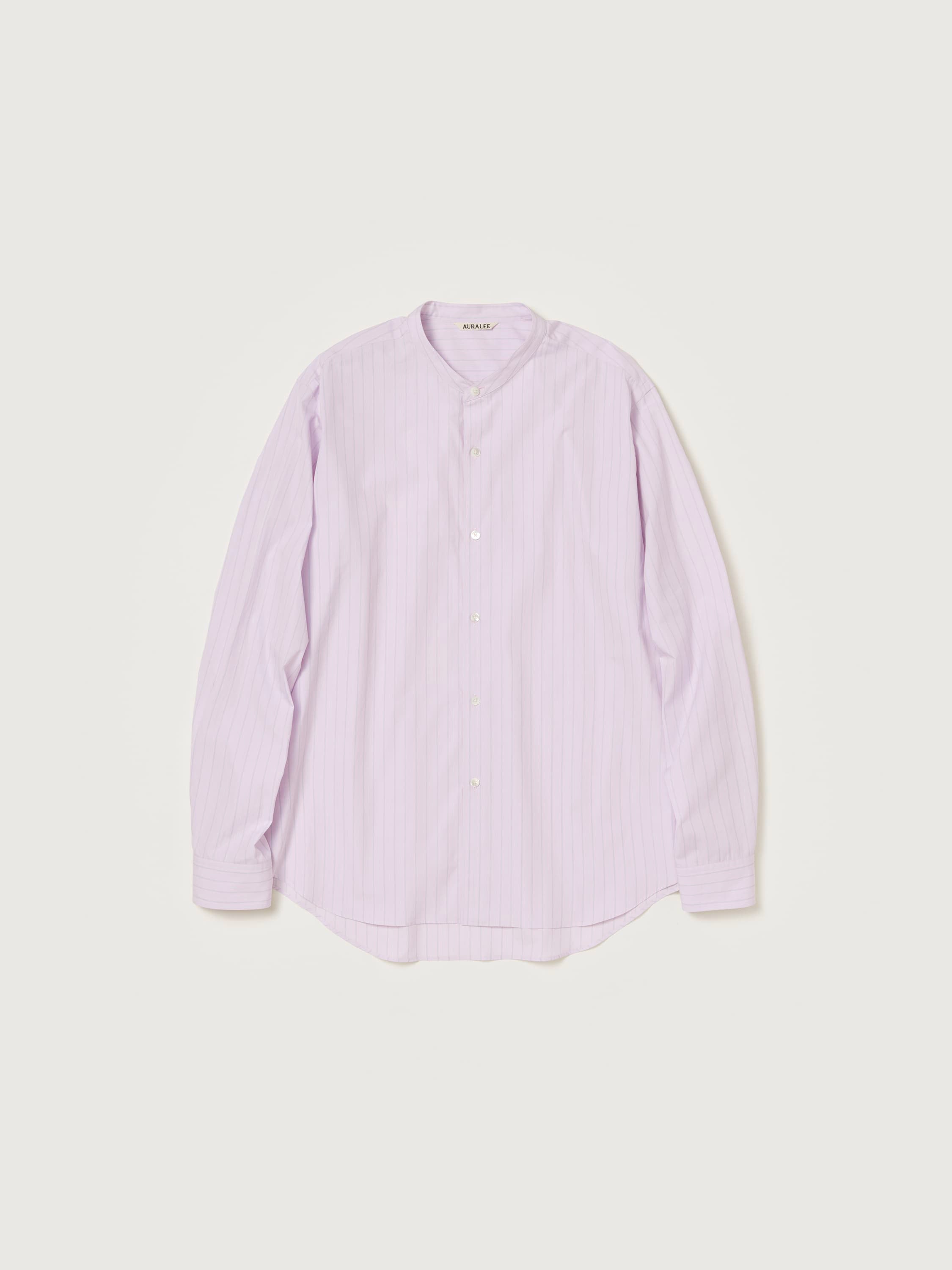 SUVIN HIGH COUNT CLOTH STRIPE STAND COLLAR SHIRT 詳細画像 LIGHT PURPLE 1