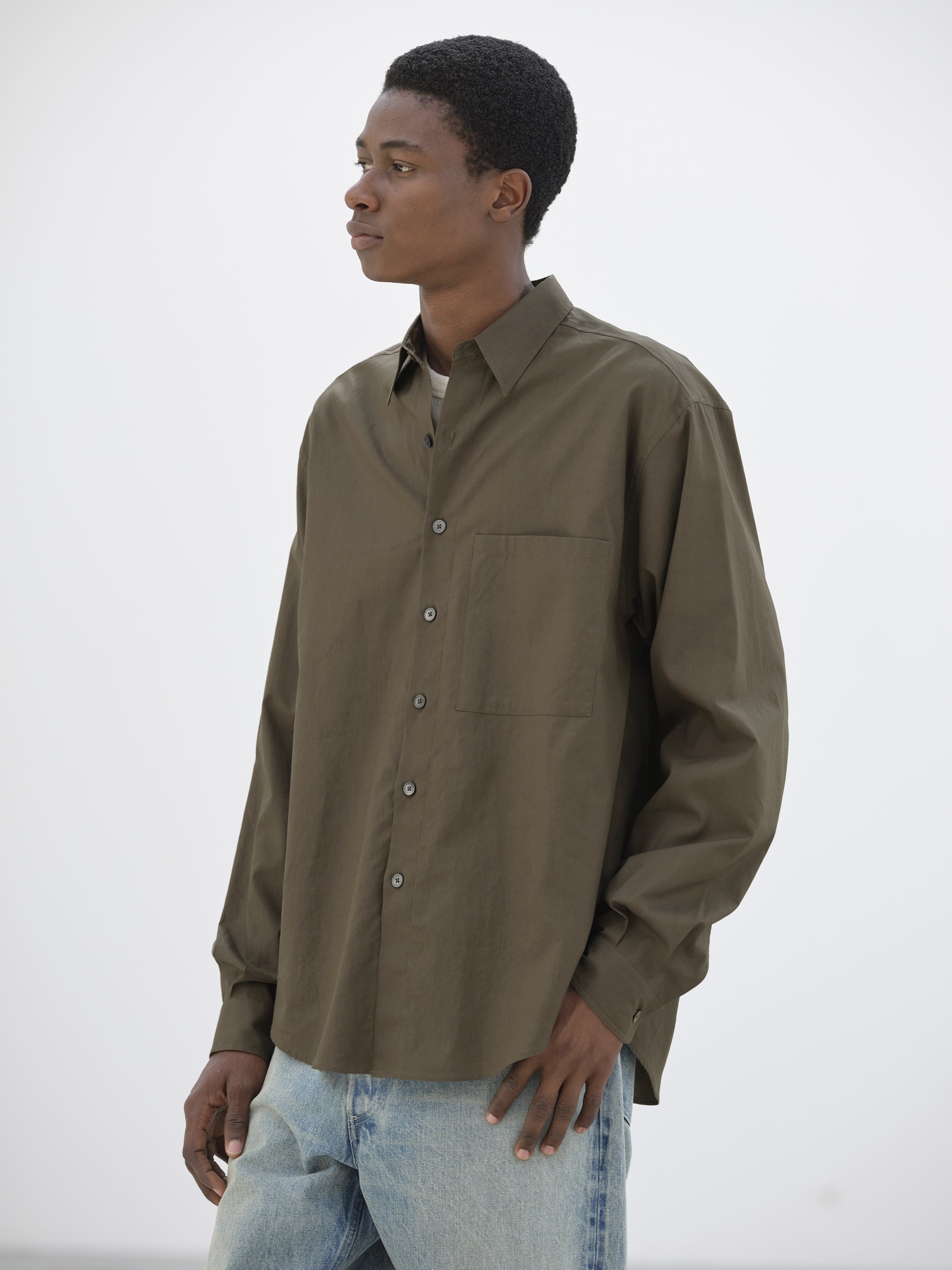 WASHED FINX TWILL BIG SHIRT 詳細画像 BROWN 1