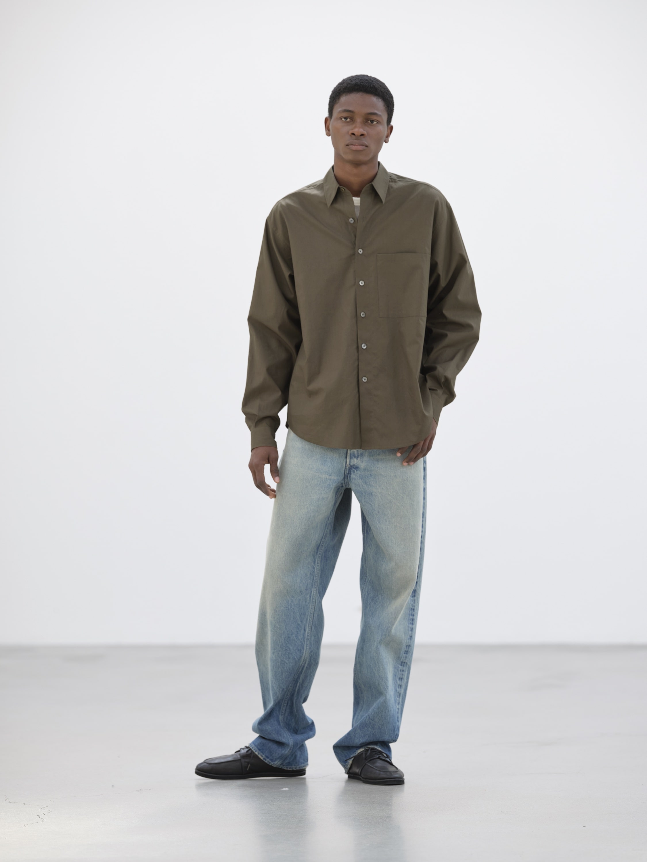 WASHED FINX TWILL BIG SHIRT 詳細画像 BROWN 2