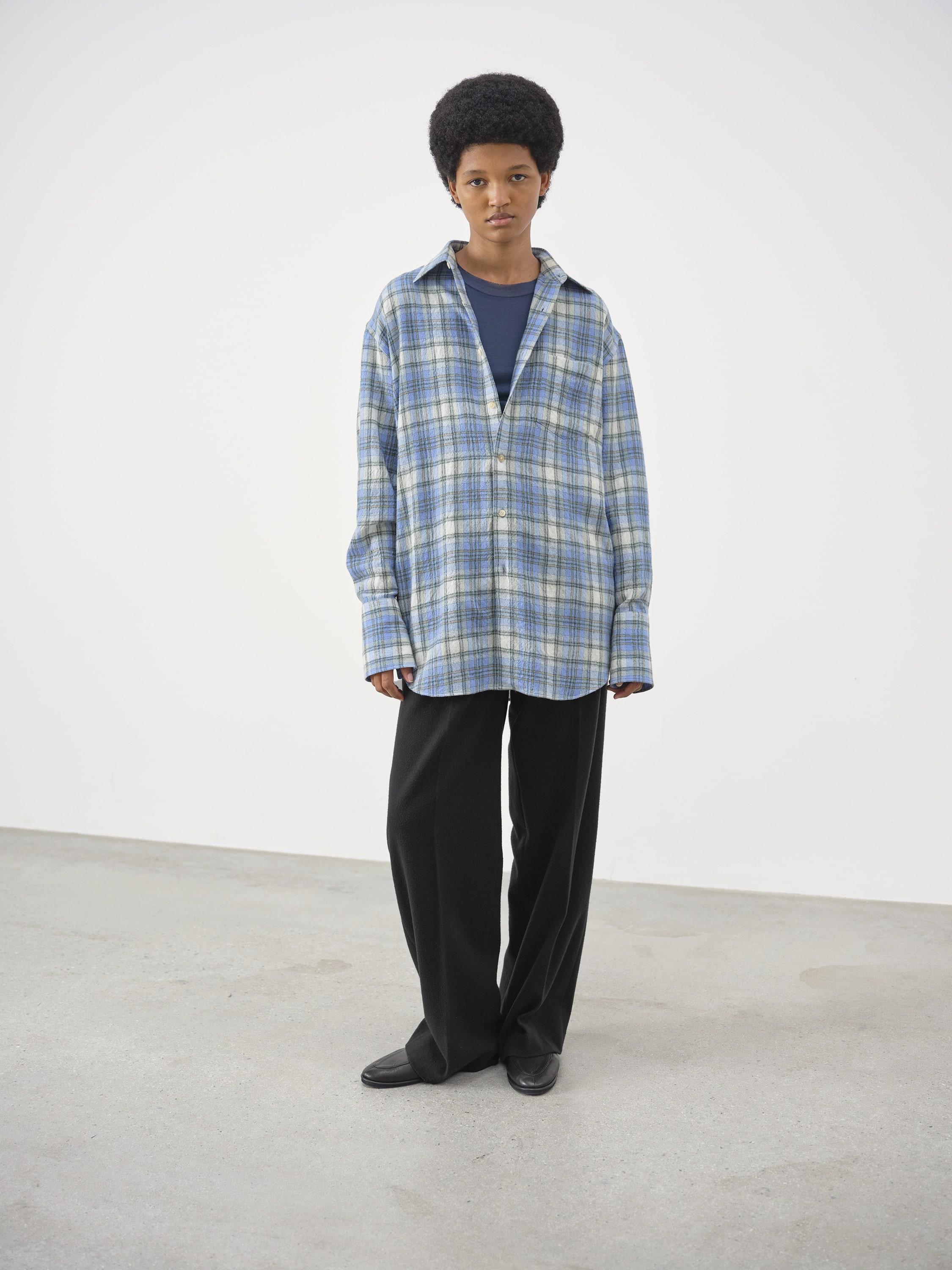 AIRY WOOL CHECK SHIRT 詳細画像 BLUE CHECK 1