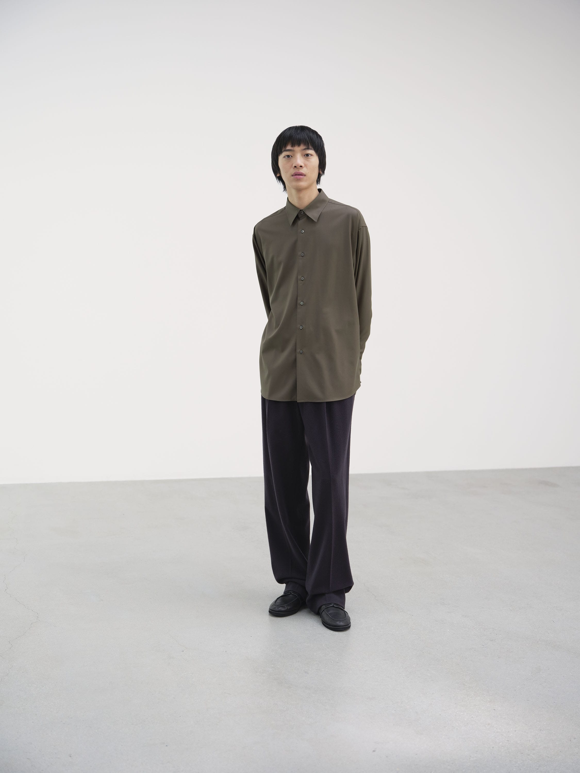 SUPER FINE TROPICAL WOOL SHIRT 詳細画像 DARK KHAKI 2