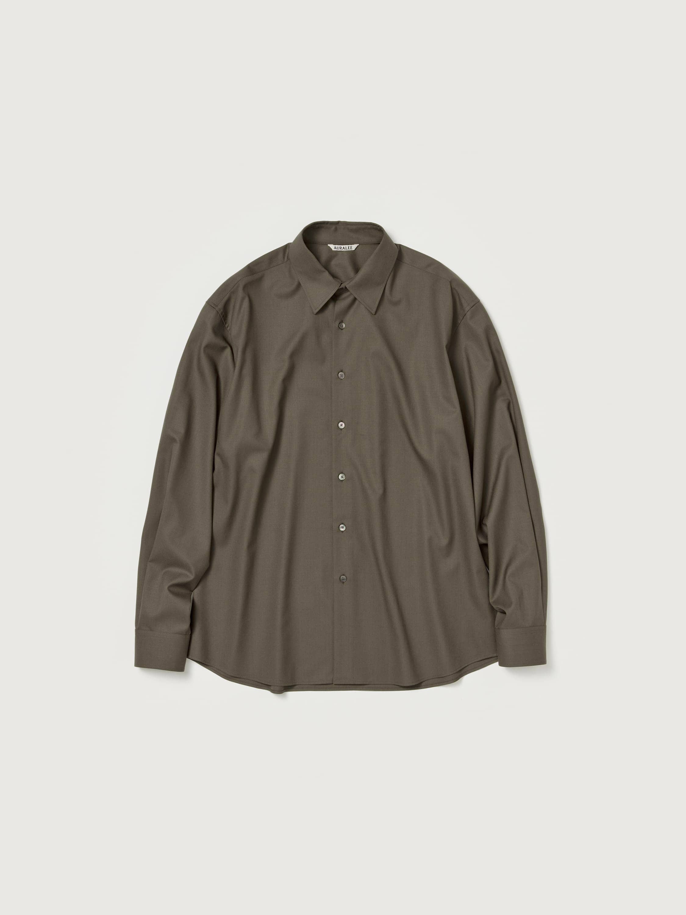 SUPER FINE TROPICAL WOOL SHIRT 詳細画像 DARK KHAKI 4