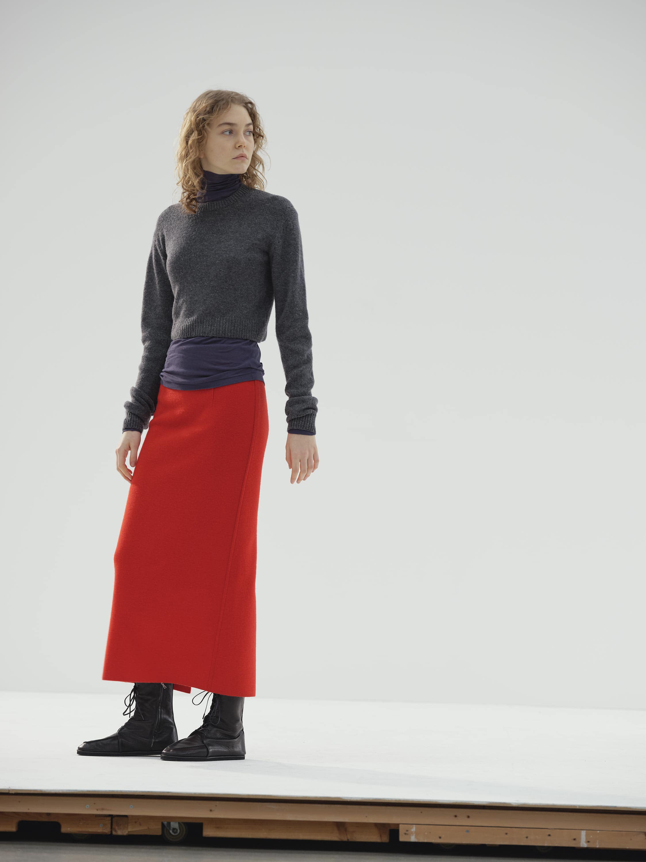 HEAVY MILANO RIB KNIT SKIRT 詳細画像 RED 2