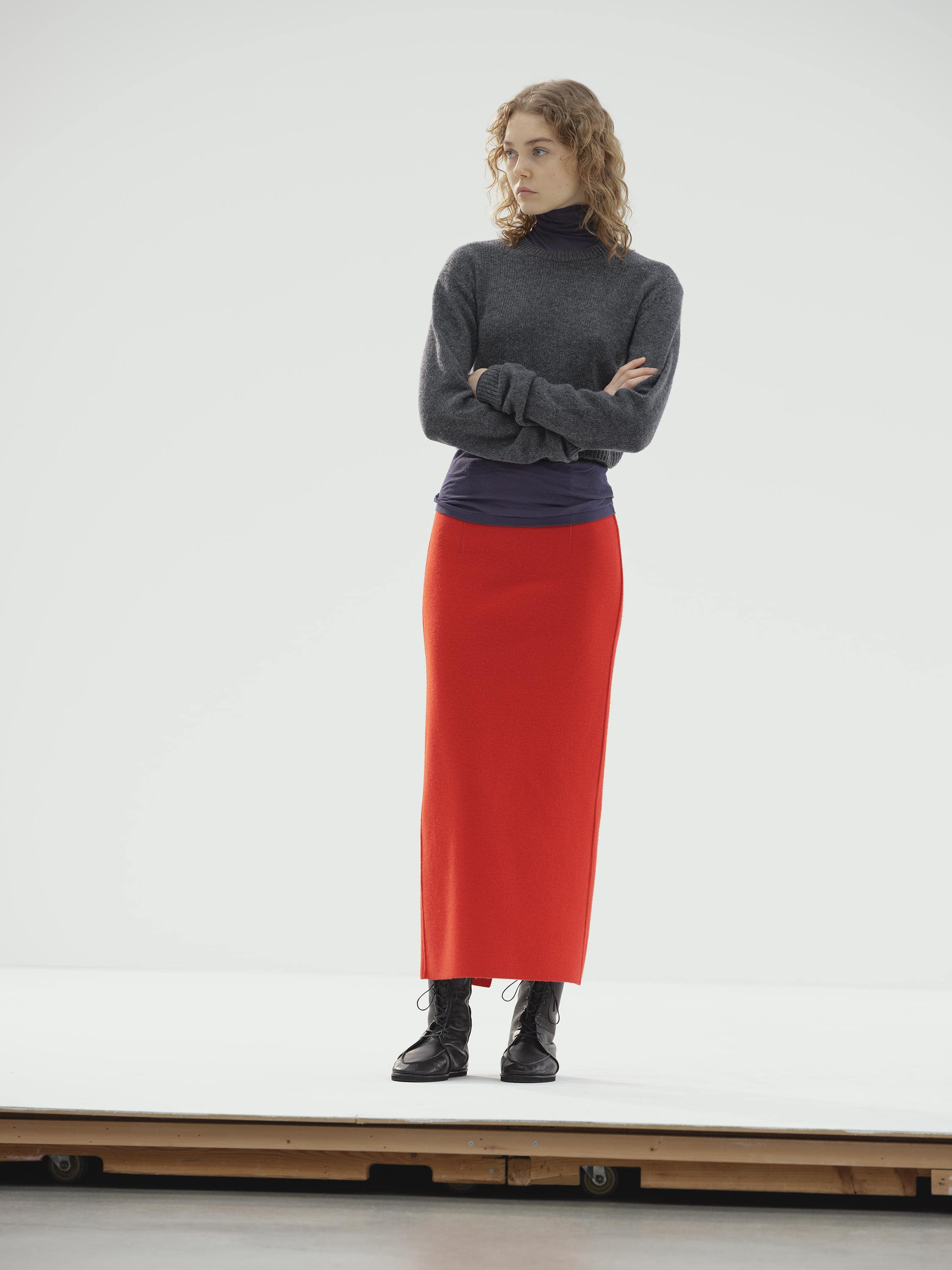 HEAVY MILANO RIB KNIT SKIRT 詳細画像 RED 3