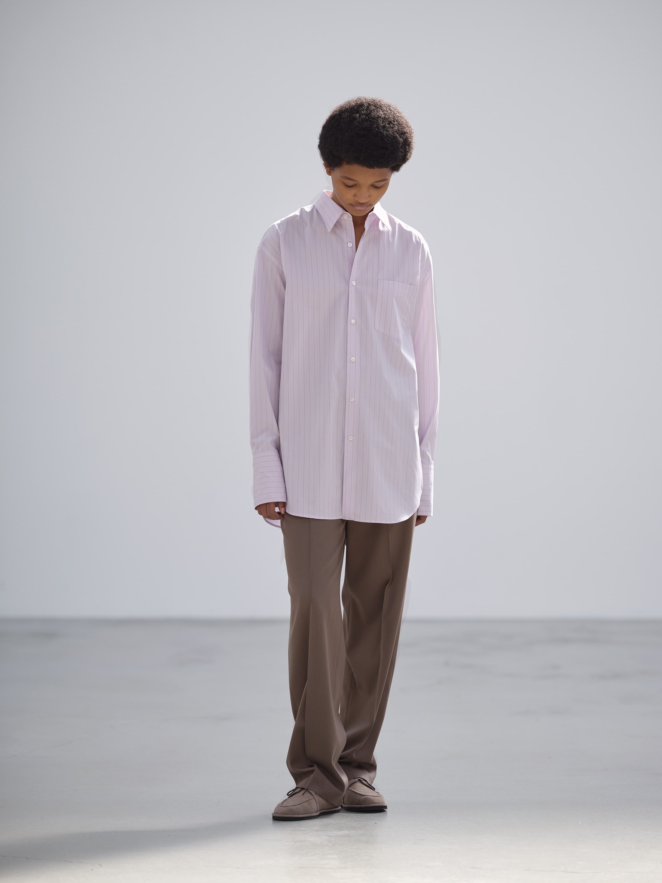 SUVIN HIGH COUNT CLOTH STRIPE SHIRT 詳細画像 LIGHT PURPLE 1