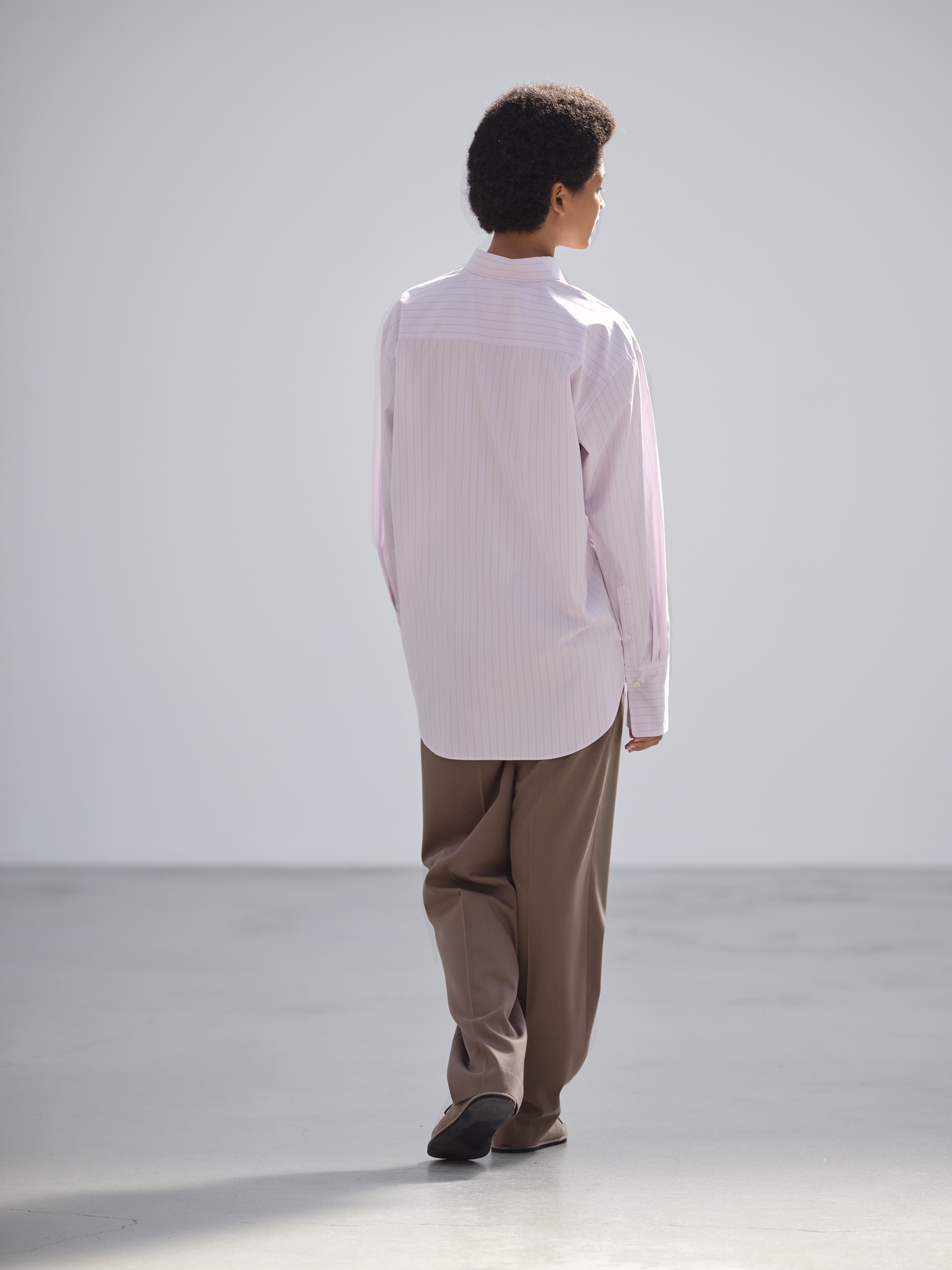 SUVIN HIGH COUNT CLOTH STRIPE SHIRT 詳細画像 LIGHT PURPLE 3