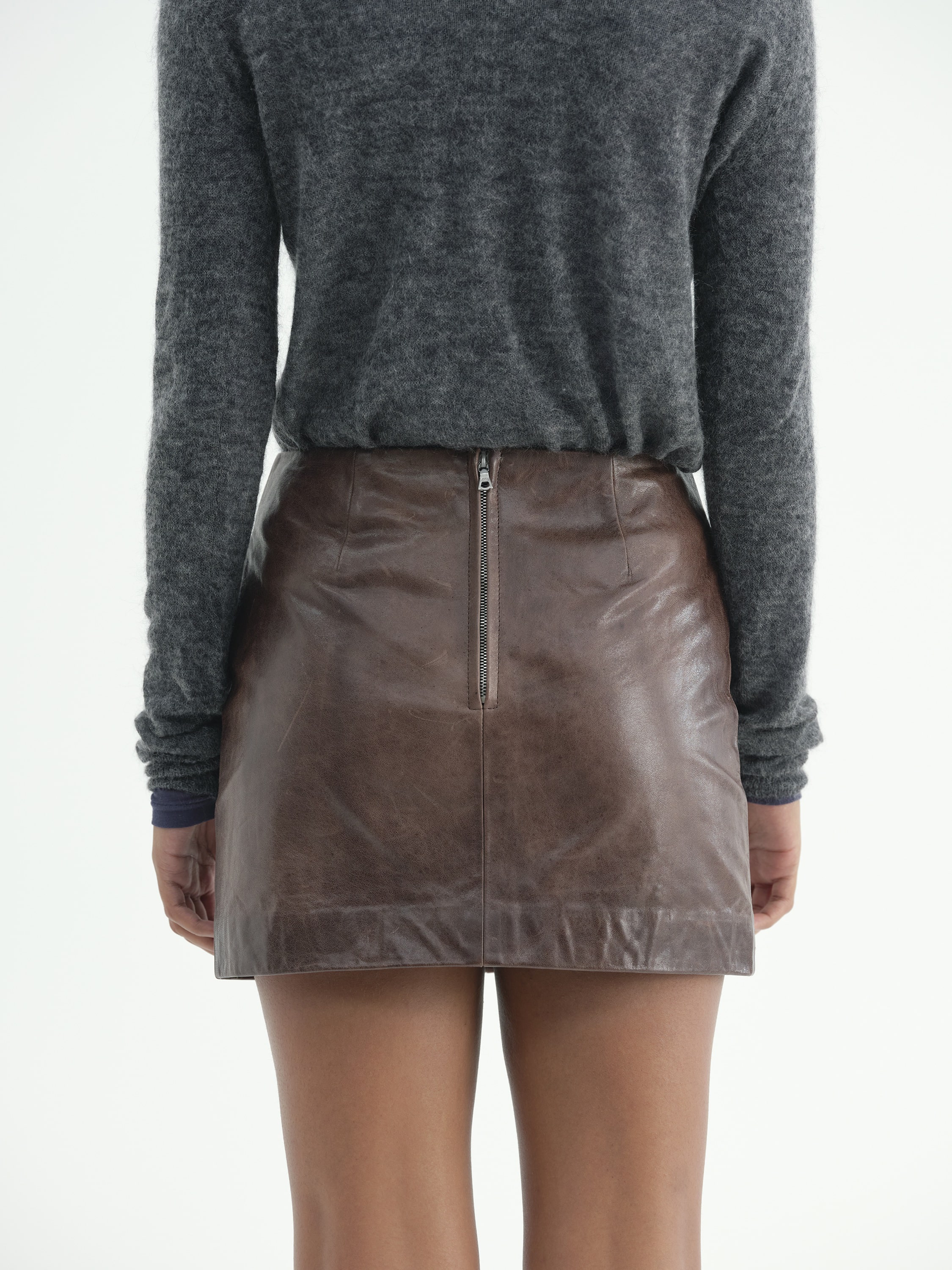 HEAVY LAMB LEATHER MINI SKIRT 詳細画像 DARK BROWN 4