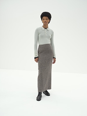 LAMA SHETLAND WOOL TWEED SKIRT