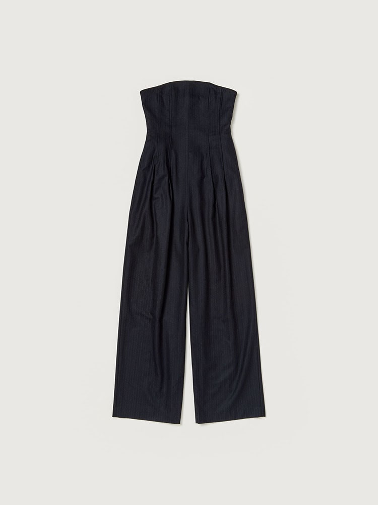 WOOL FULLING FLANNEL STRIPE JUMPSUIT