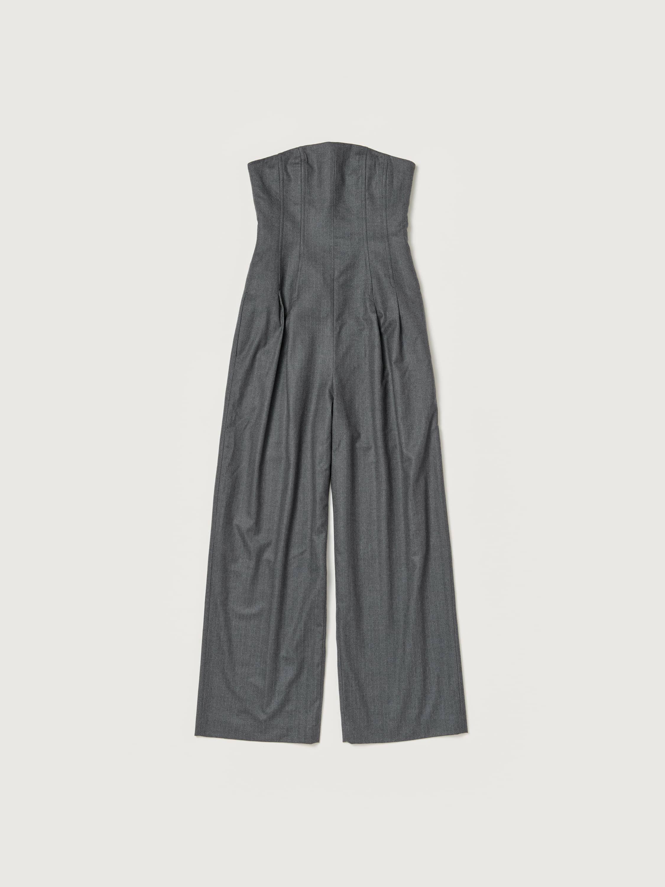 WOOL FULLING FLANNEL STRIPE JUMPSUIT 詳細画像 TOP GRAY 1