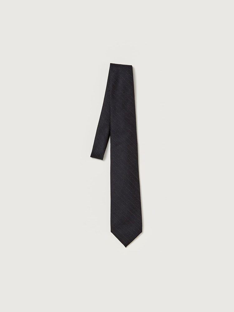 AURALEE WOOL HERRINGBONE TIE