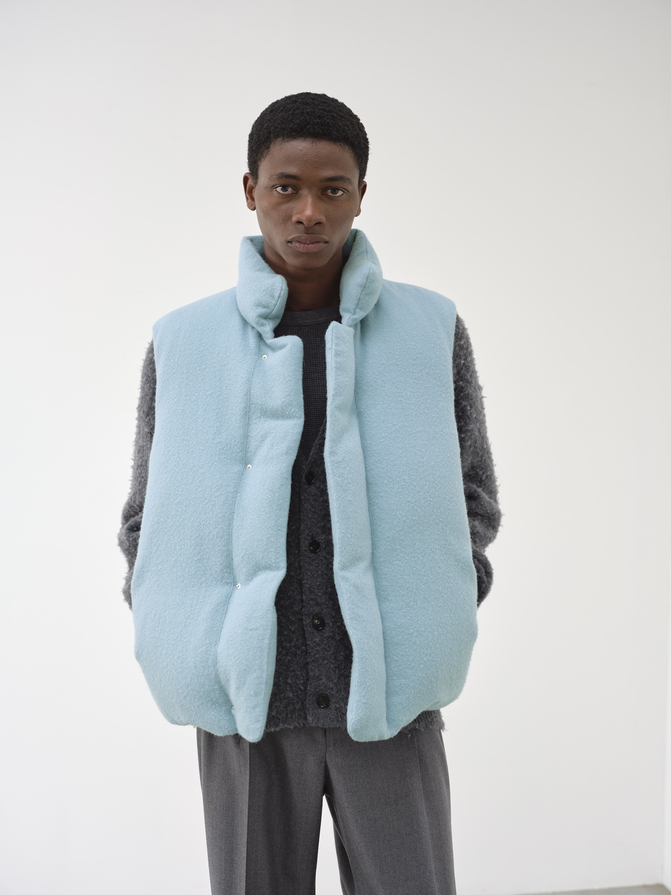 BRUSHED ALPACA WOOL DOWN VEST 詳細画像 LIGHT BLUE 2