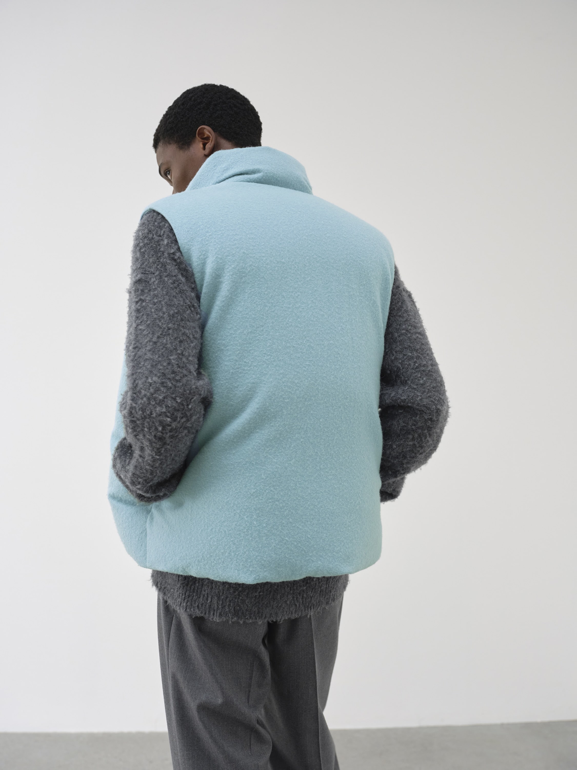 BRUSHED ALPACA WOOL DOWN VEST 詳細画像 LIGHT BLUE 4