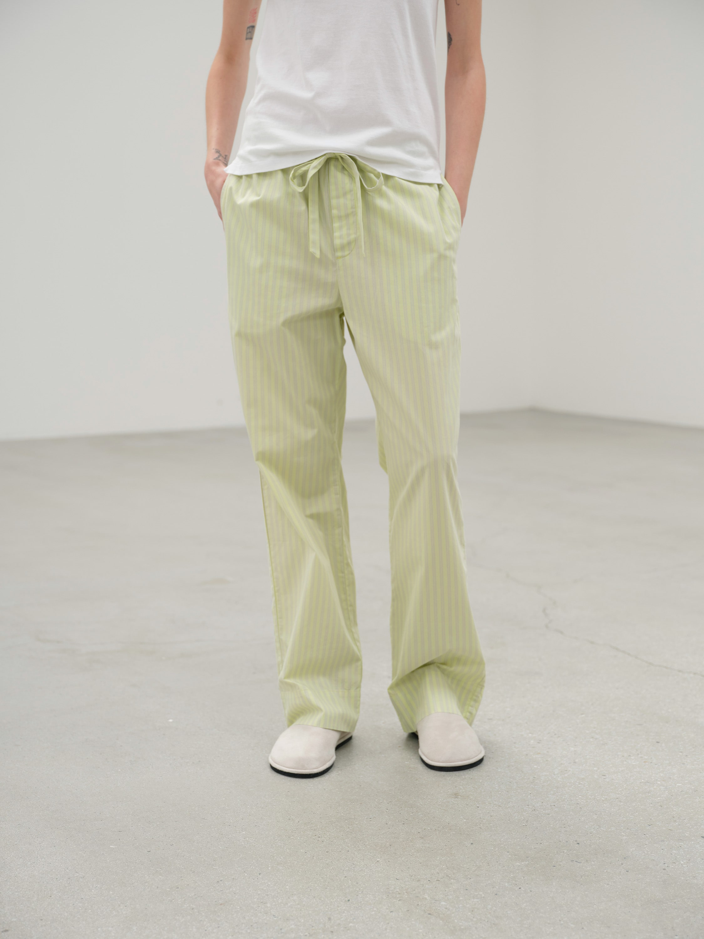 COTTON POPLIN - PYJAMAS PANTS 詳細画像 LIGHT MOSS STRIPES 2