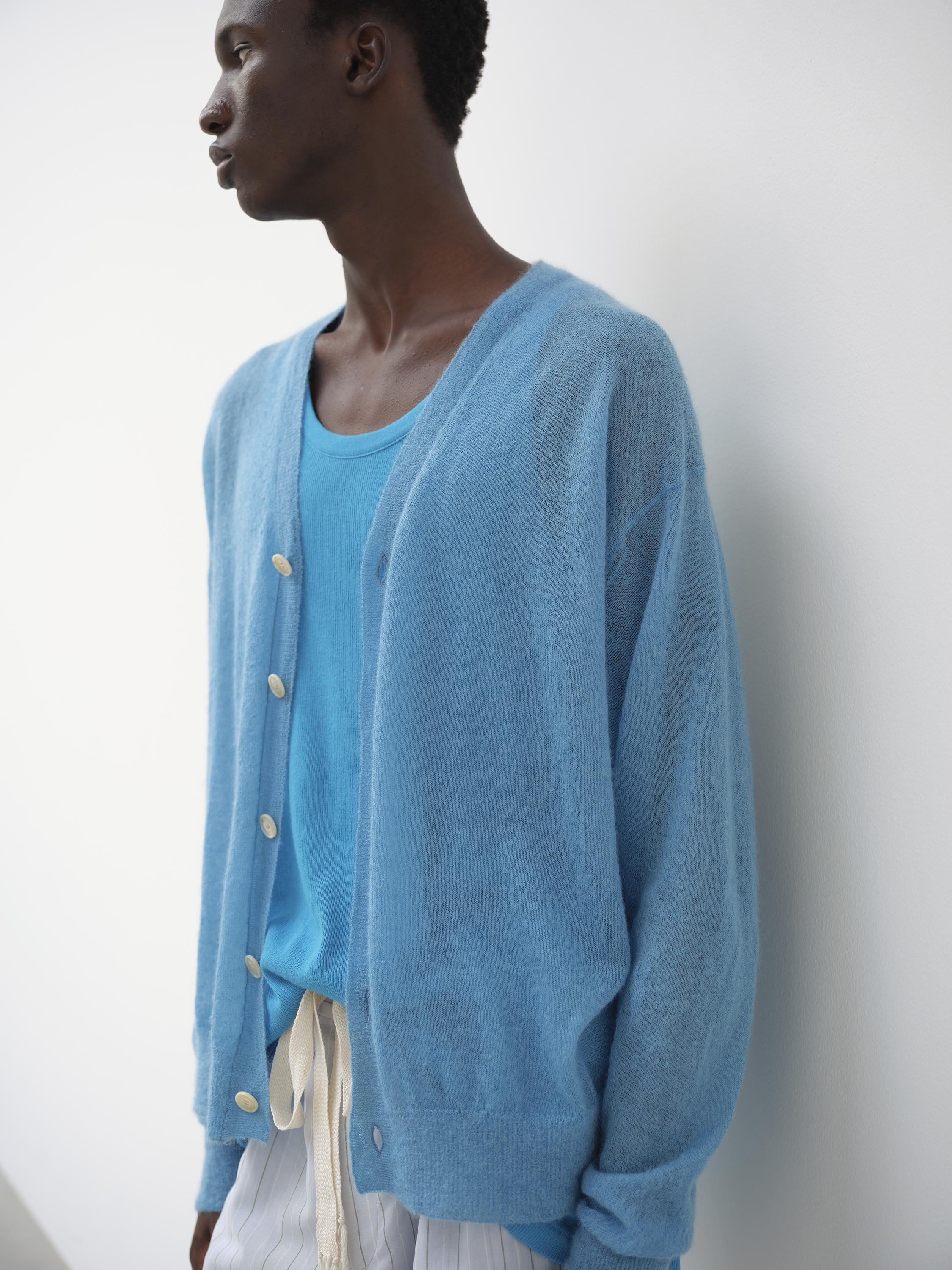 KID MOHAIR SHEER KNIT CARDIGAN 詳細画像 TURQUOISE BLUE 3