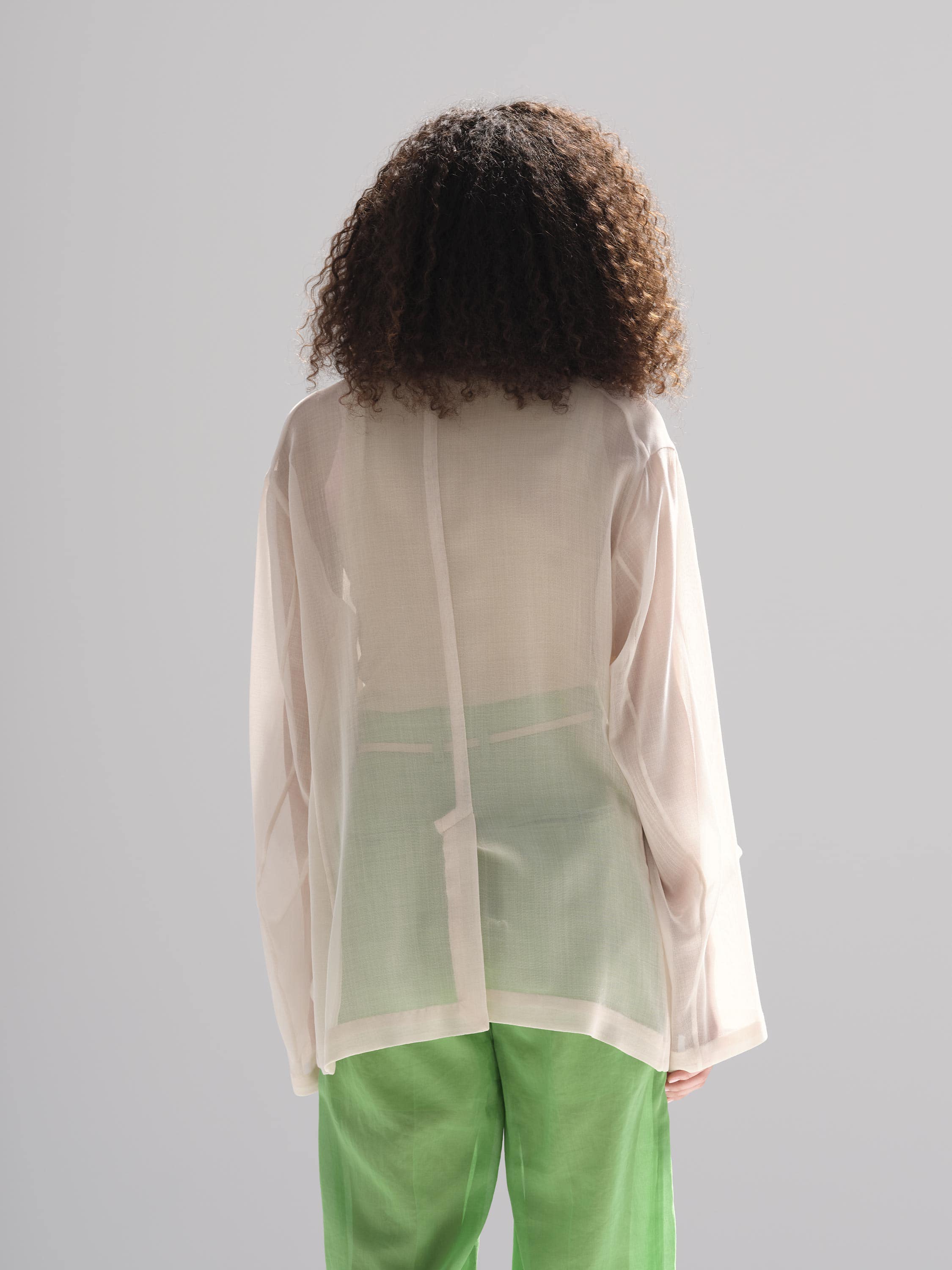 WOOL RECYCLE POLYESTER LENO SHEER JACKET 詳細画像 IVORY 2