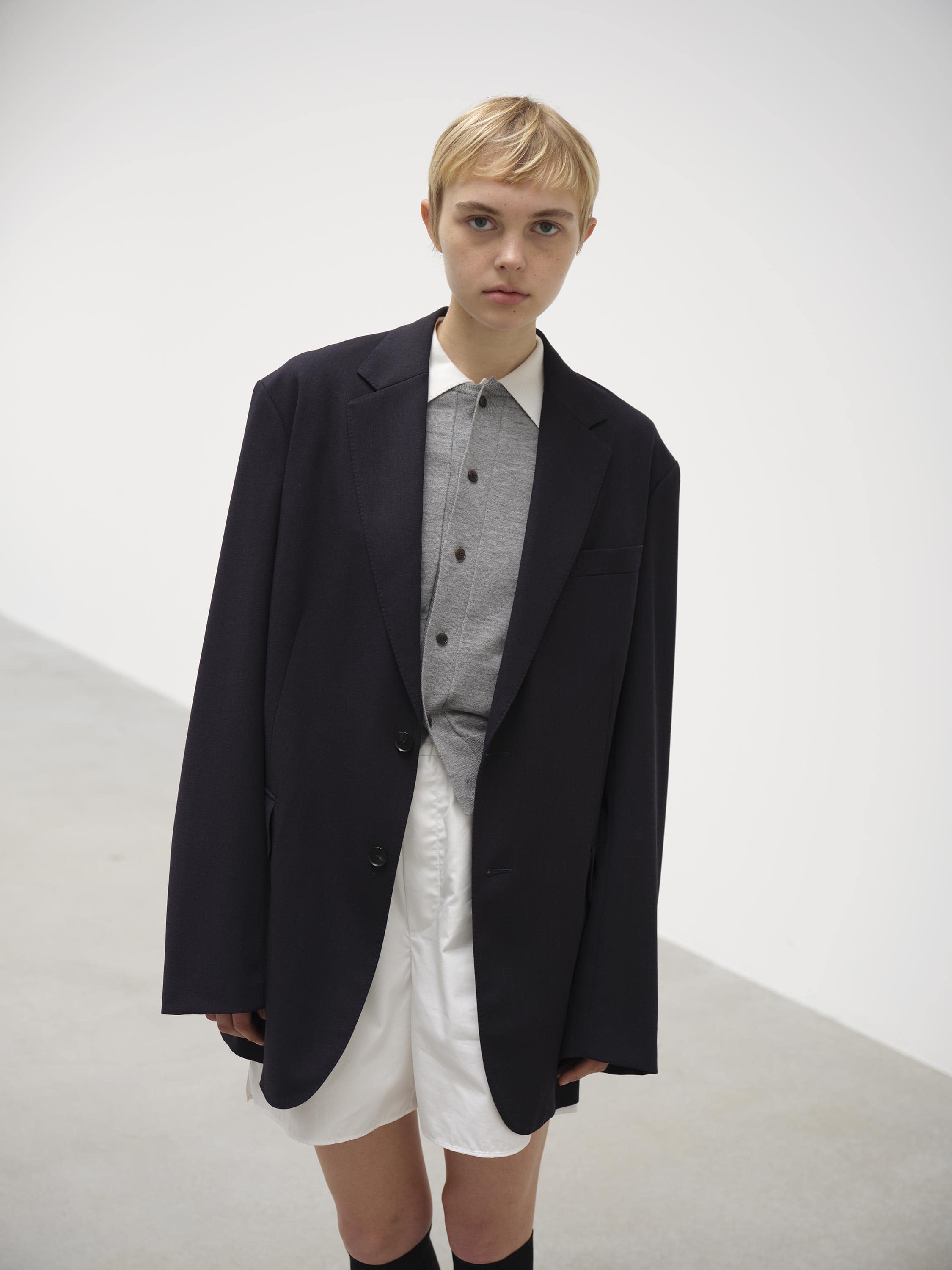 8,000円21SS HARD TWIST WOOL DOBBY HALF COAT