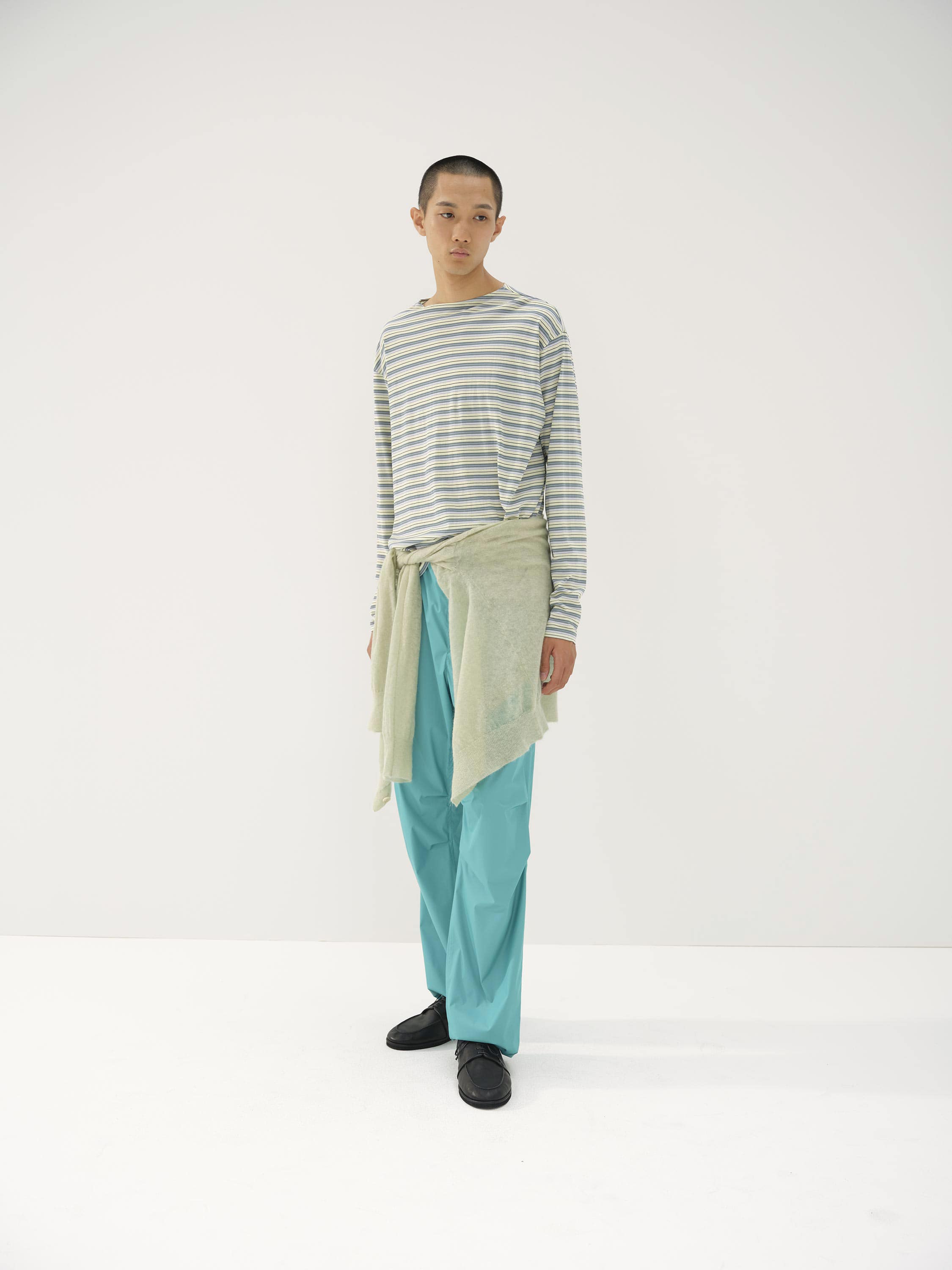 HARD TWIST COTTON BORDER BOAT NECK L/S TEE 詳細画像 LIGHT GREEN BORDER 2