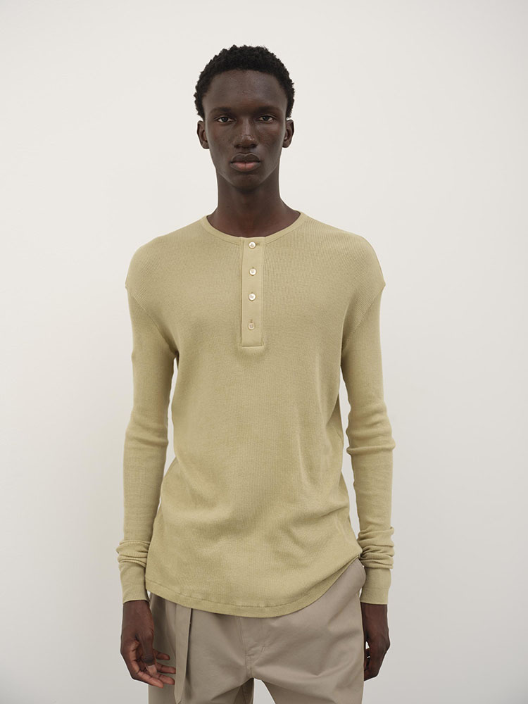 ORGANIC SOFT RIB HENLEY NECK L/S TEE