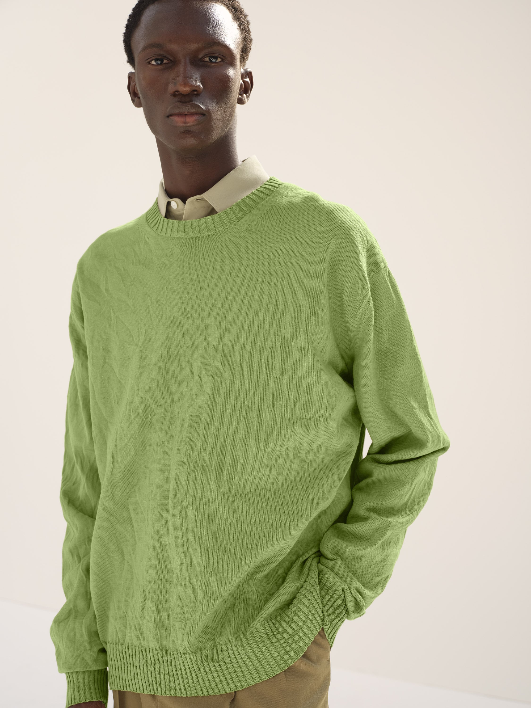 WRINKLED DRY COTTON KNIT P/O 詳細画像 SAGE GREEN 1