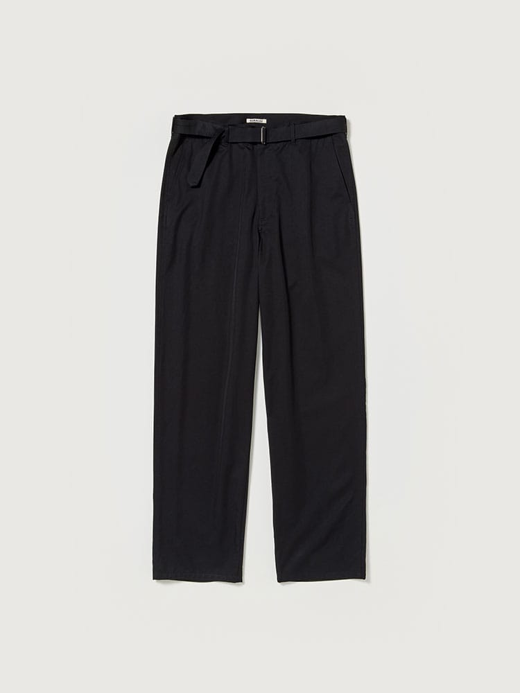 WASHED FINX SILK CHAMBRAY BELTED PANTS