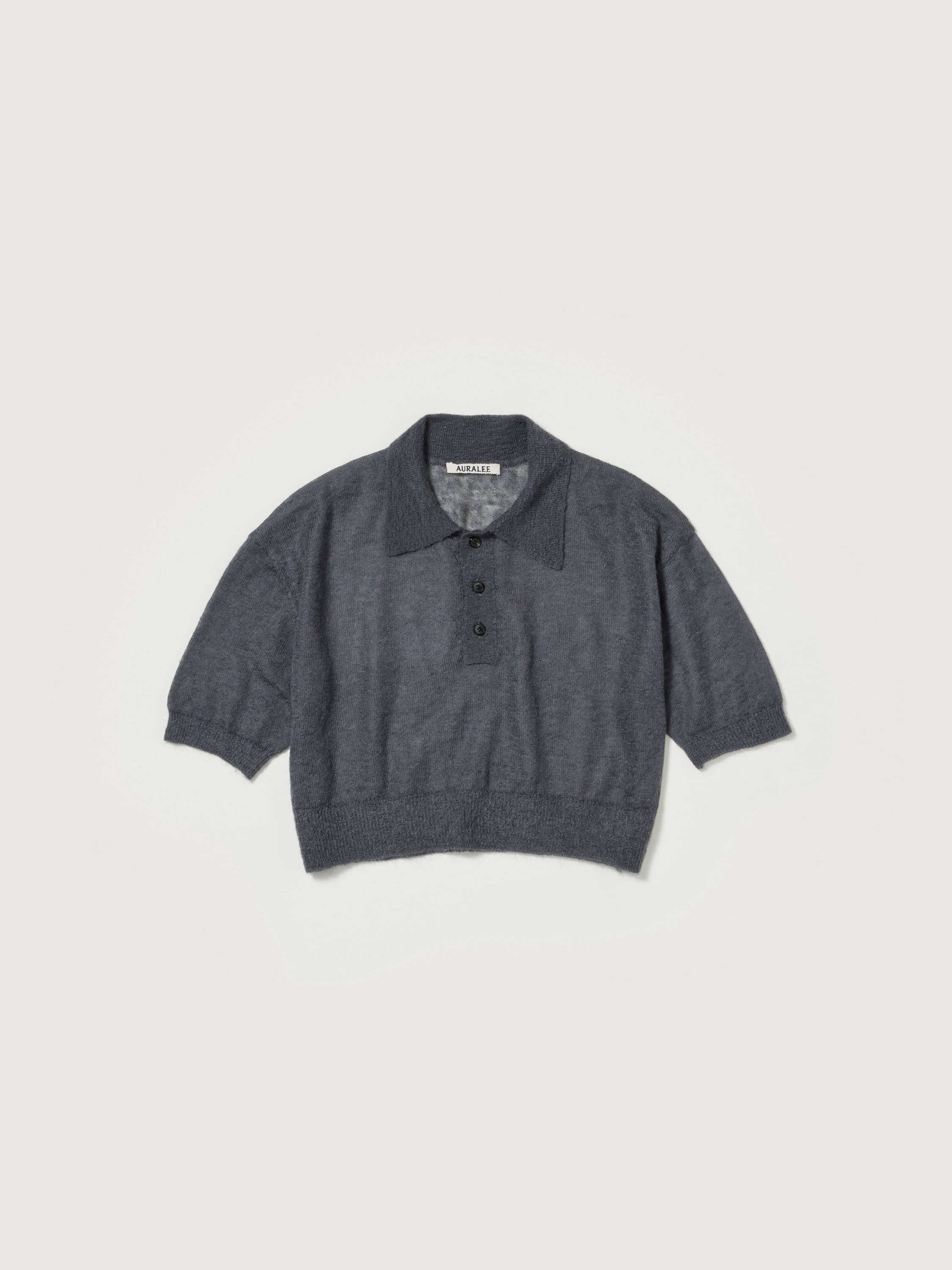 肩幅45auralee KID MOHAIR SHEER KNIT SHORT POLO