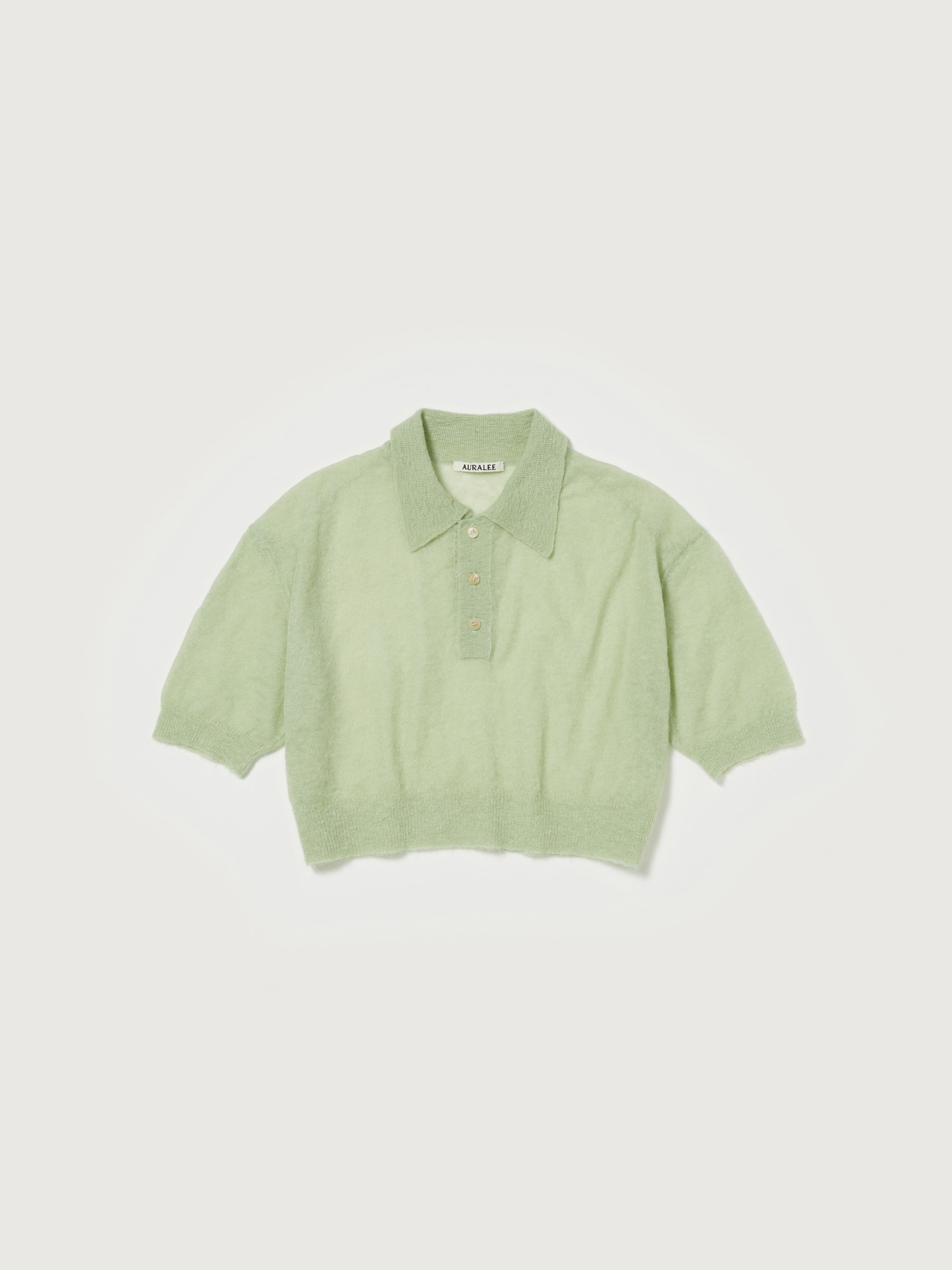 一回着用手洗い済みAURALEE KID MOHAIR SHEER KNIT SHORT POLO