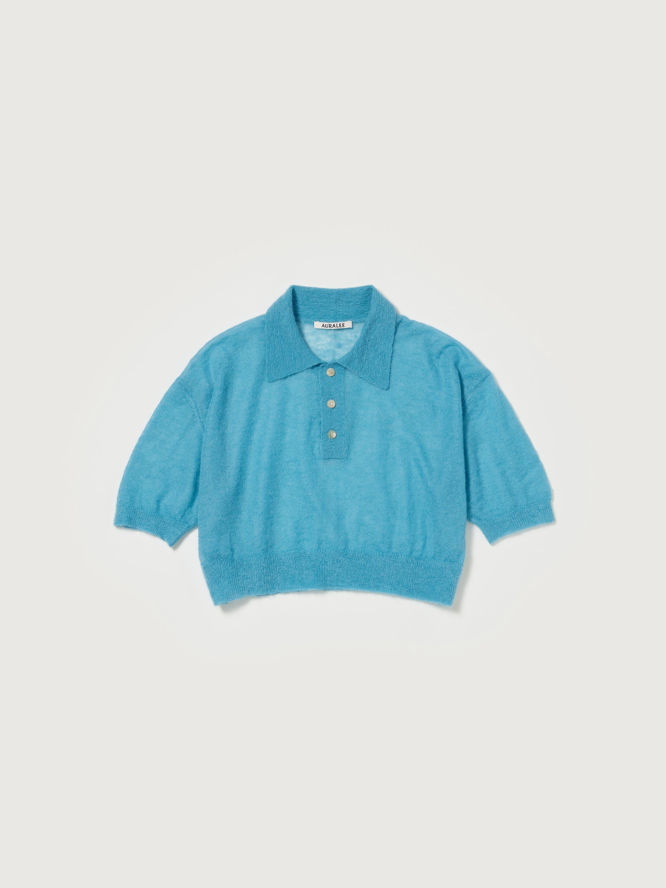 KID MOHAIR SHEER KNIT SHORT POLO 詳細画像 TURQUOISE BLUE 4