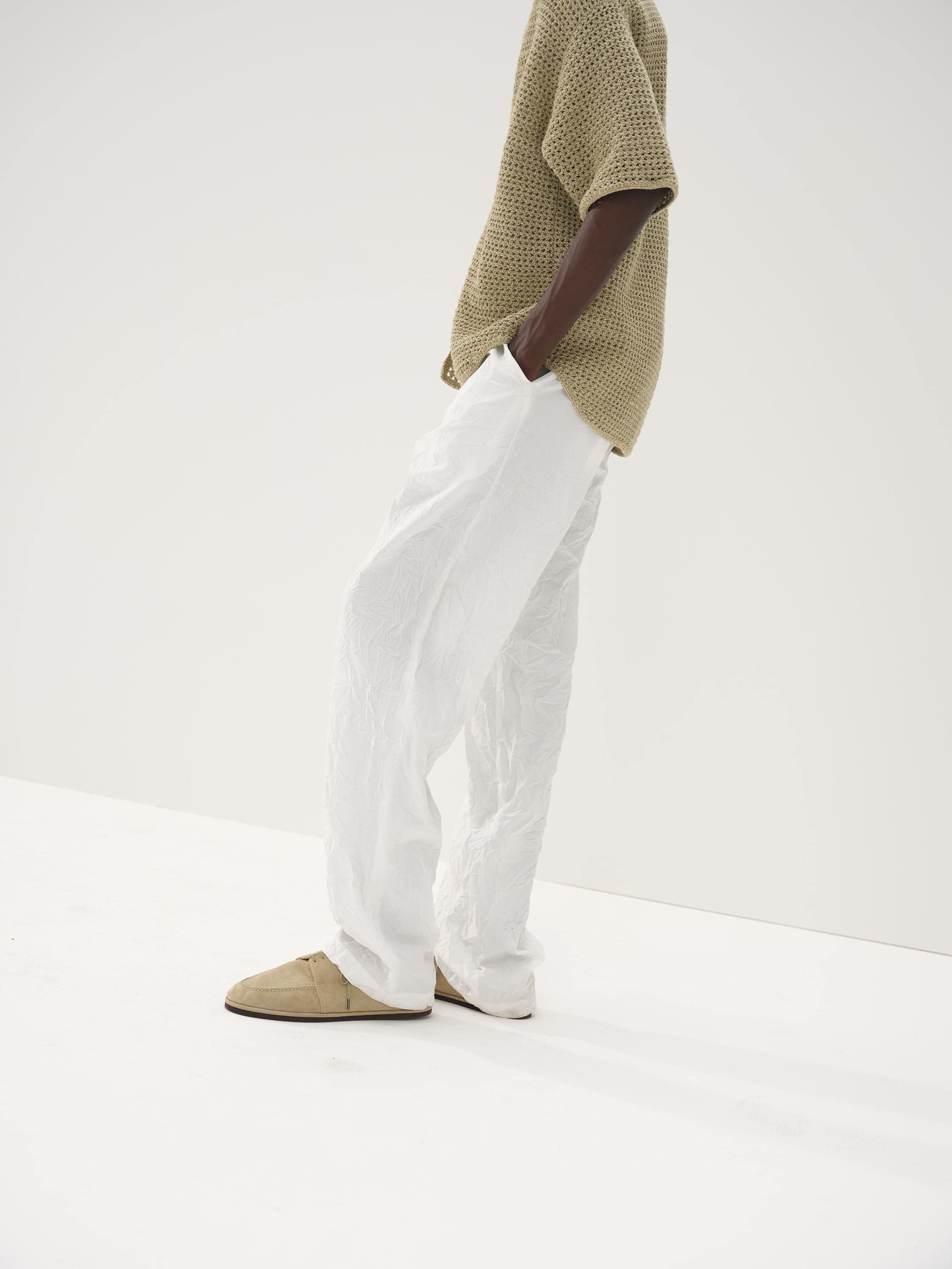 WRINKLED WASHED FINX TWILL PANTS 詳細画像 WHITE 4