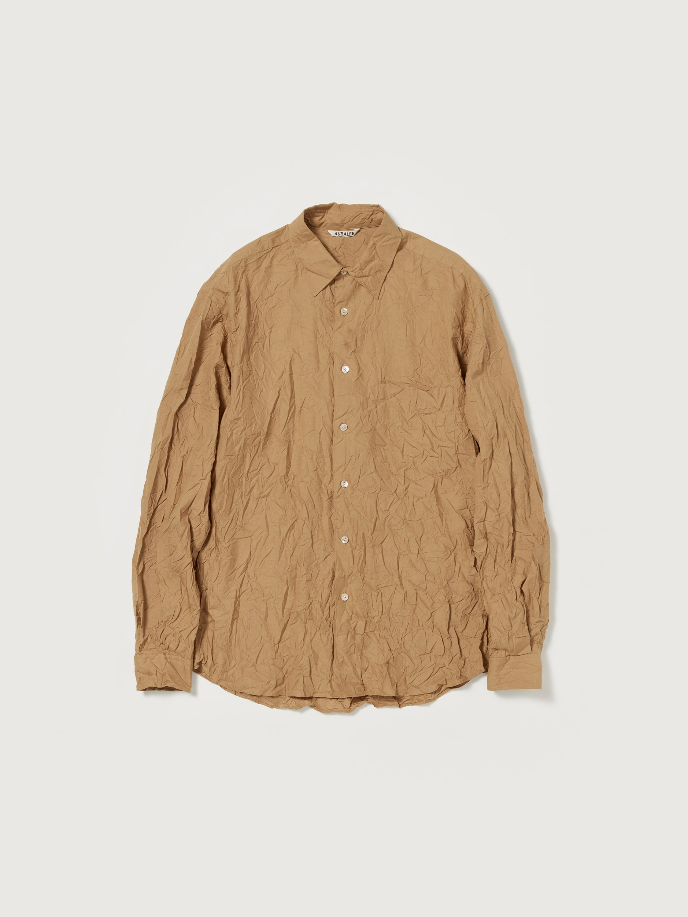 WRINKLED WASHED FINX TWILL SHIRT 詳細画像 BROWN 1