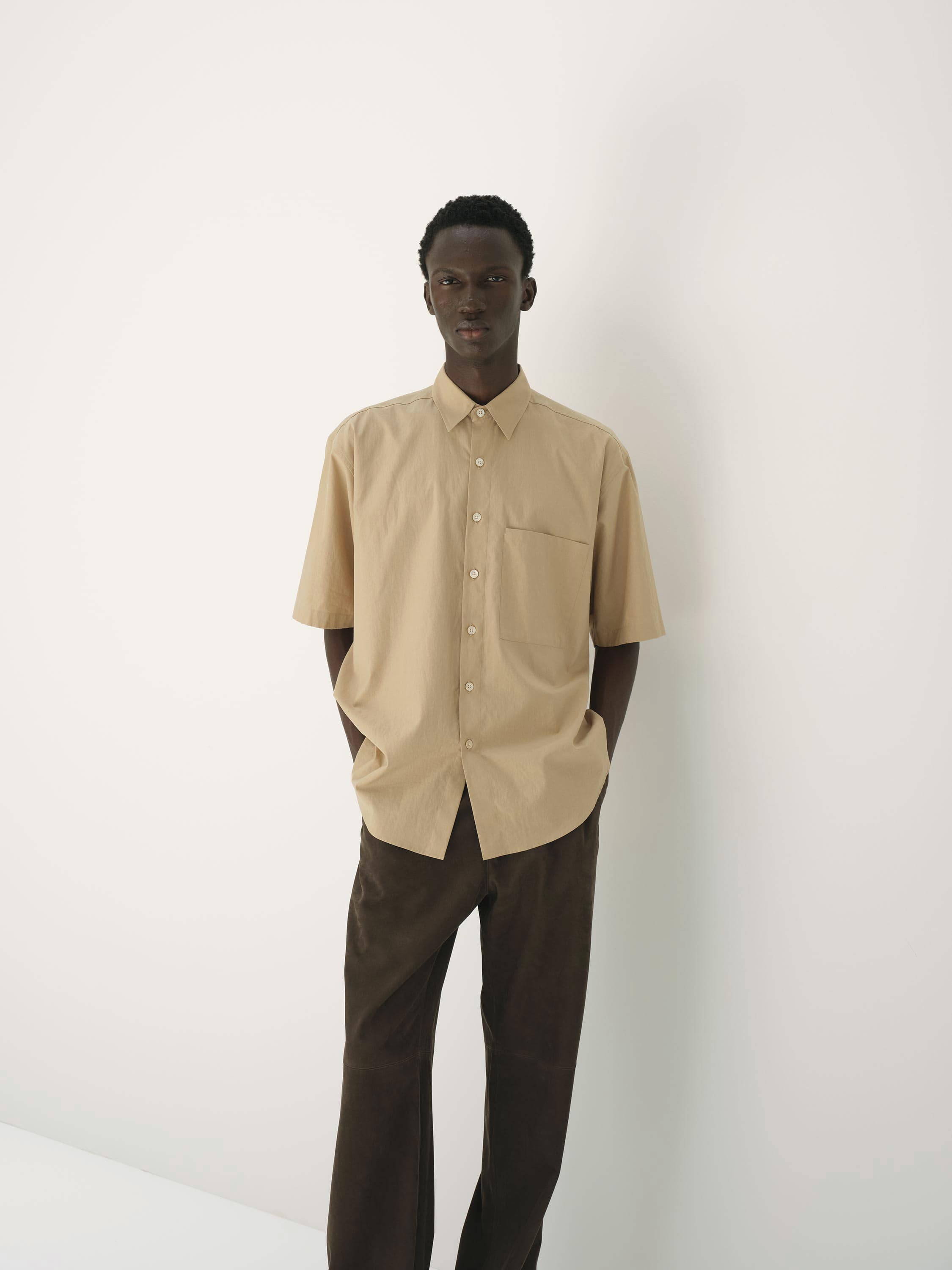 WASHED FINX TWILL BIG HALF SLEEVED SHIRT - AURALEE Official Website