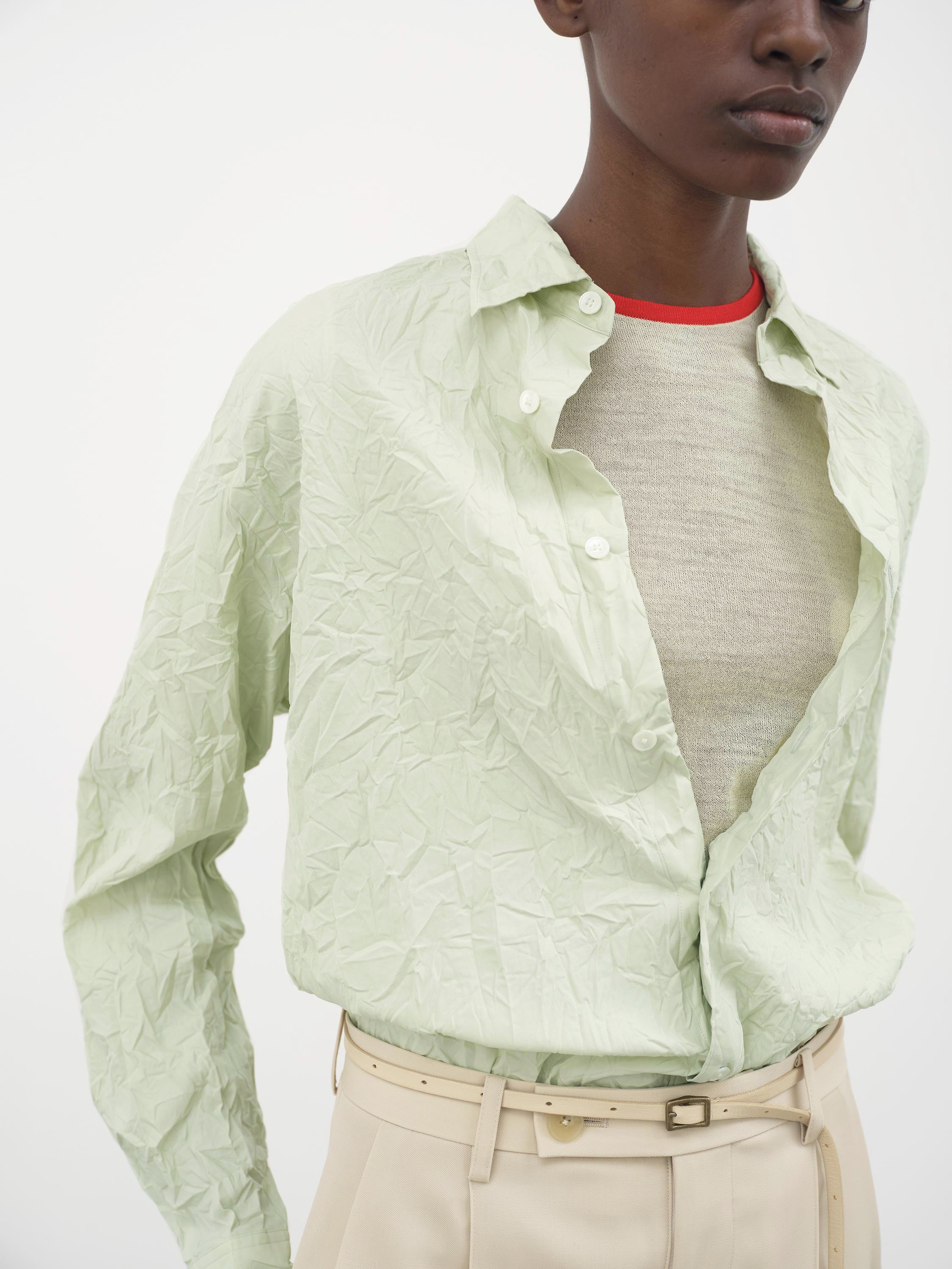 WRINKLED WASHED FINX TWILL SHIRT 詳細画像 LIGHT GREEN 1