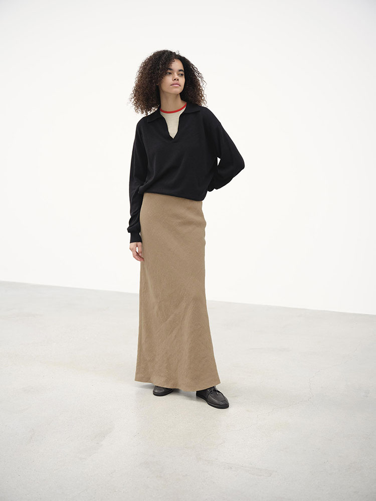 Black 3ply Mohair Pleated Skirt