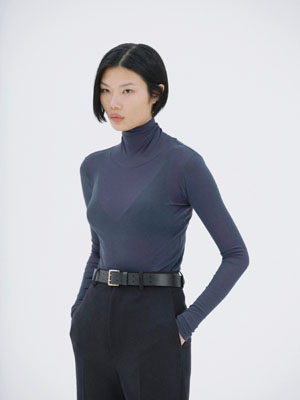 SUPER HIGH GAUGE SHEER RIB TURTLE NECK L/S TEE