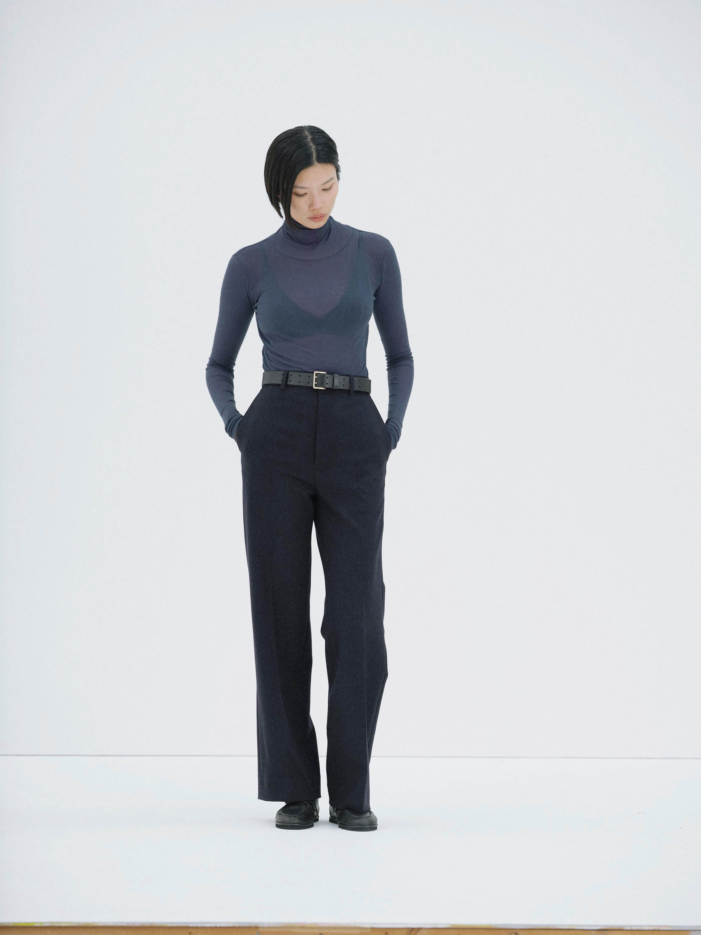 SUPER HIGH GAUGE SHEER RIB TURTLE NECK L/S TEE 詳細画像 NAVY 2