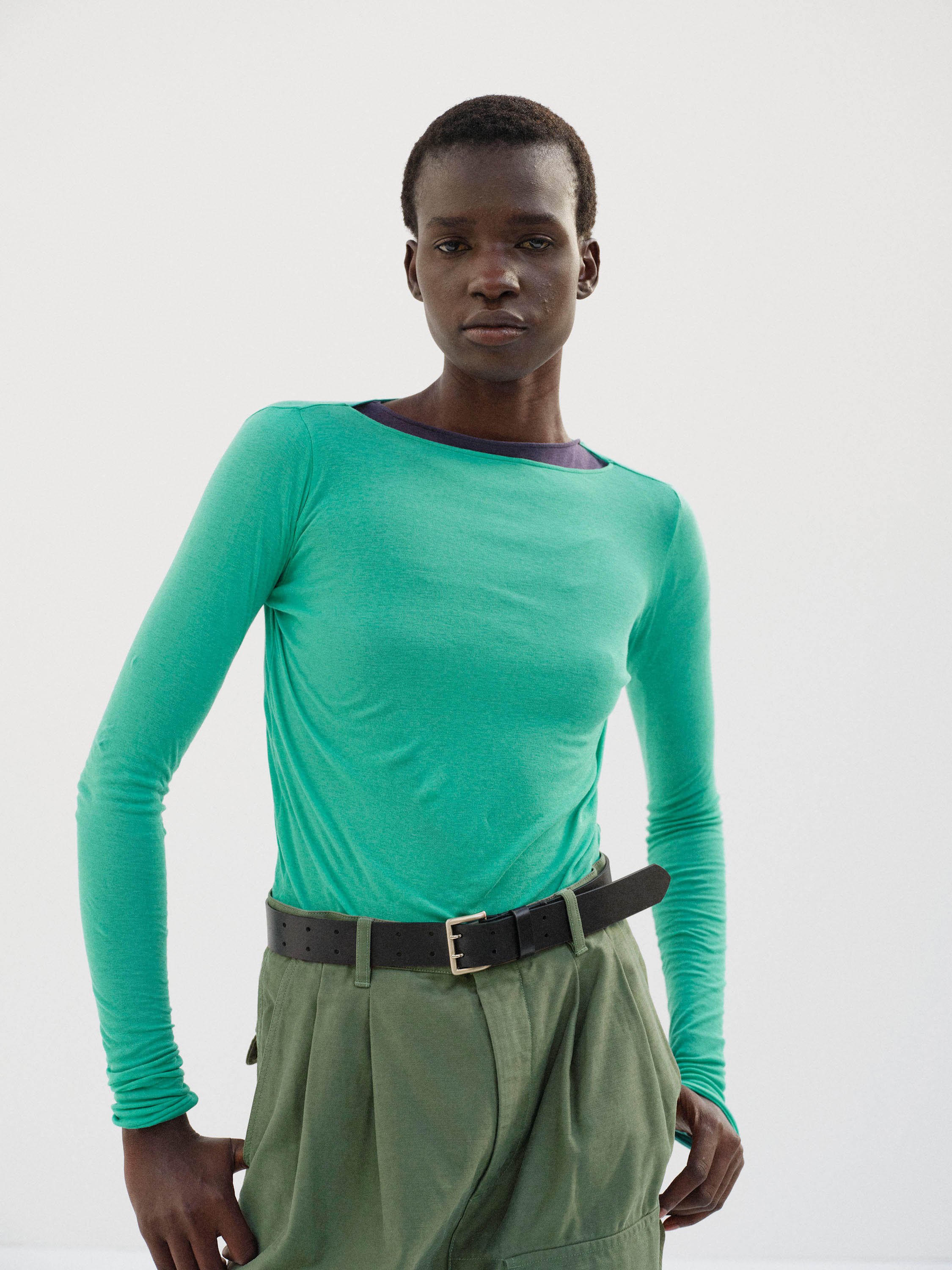 SUPER HIGH GAUGE SHEER RIB BOAT NECK L/S TEE 詳細画像 JADE GREEN 2