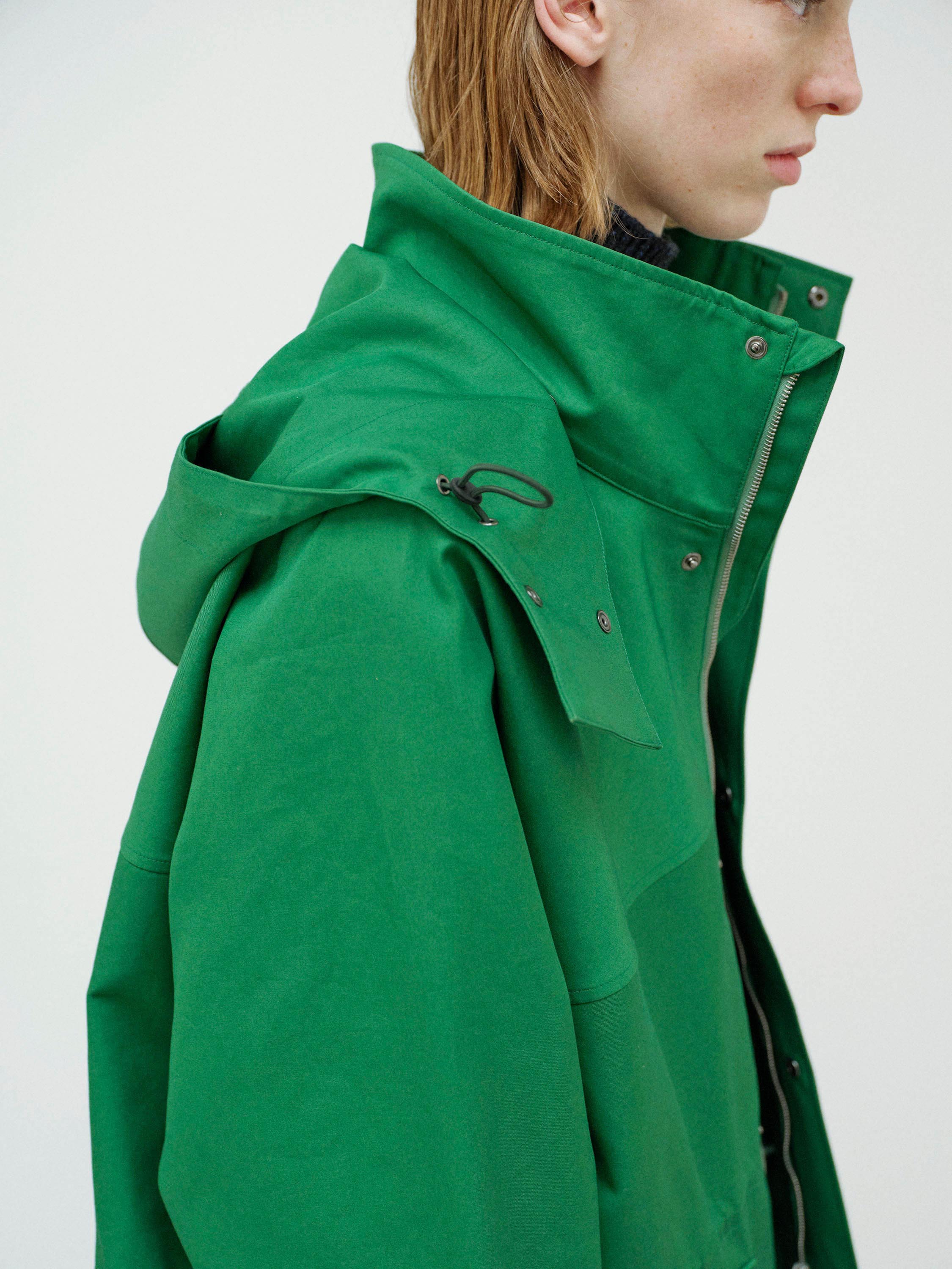 HIGH-DENSITY BONDED COTTON GABARDINE BLOUSON 詳細画像 GREEN 4