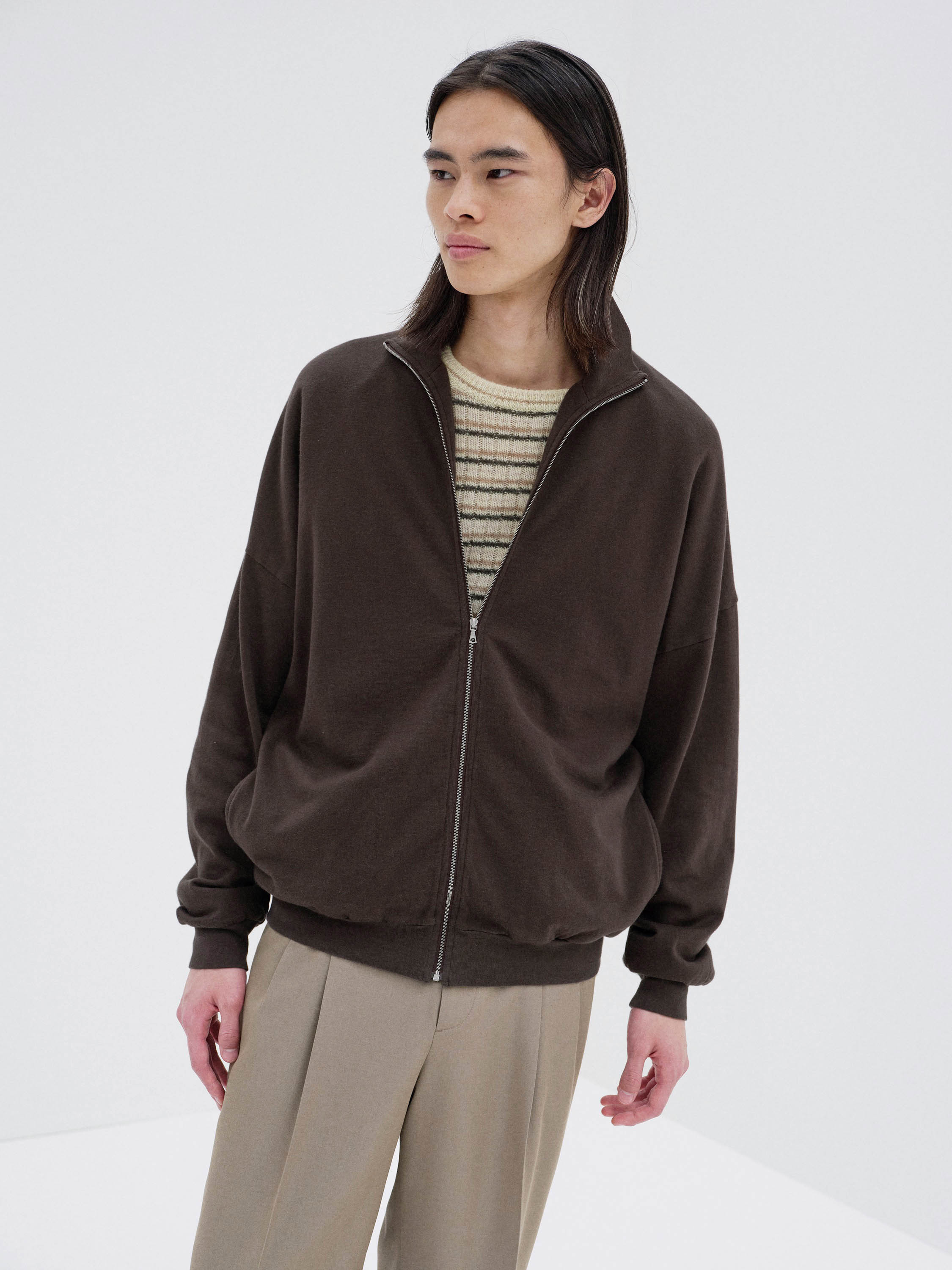 SUPER HIGH GAUGE SWEAT ZIP BLOUSON 詳細画像 DARK BROWN 1