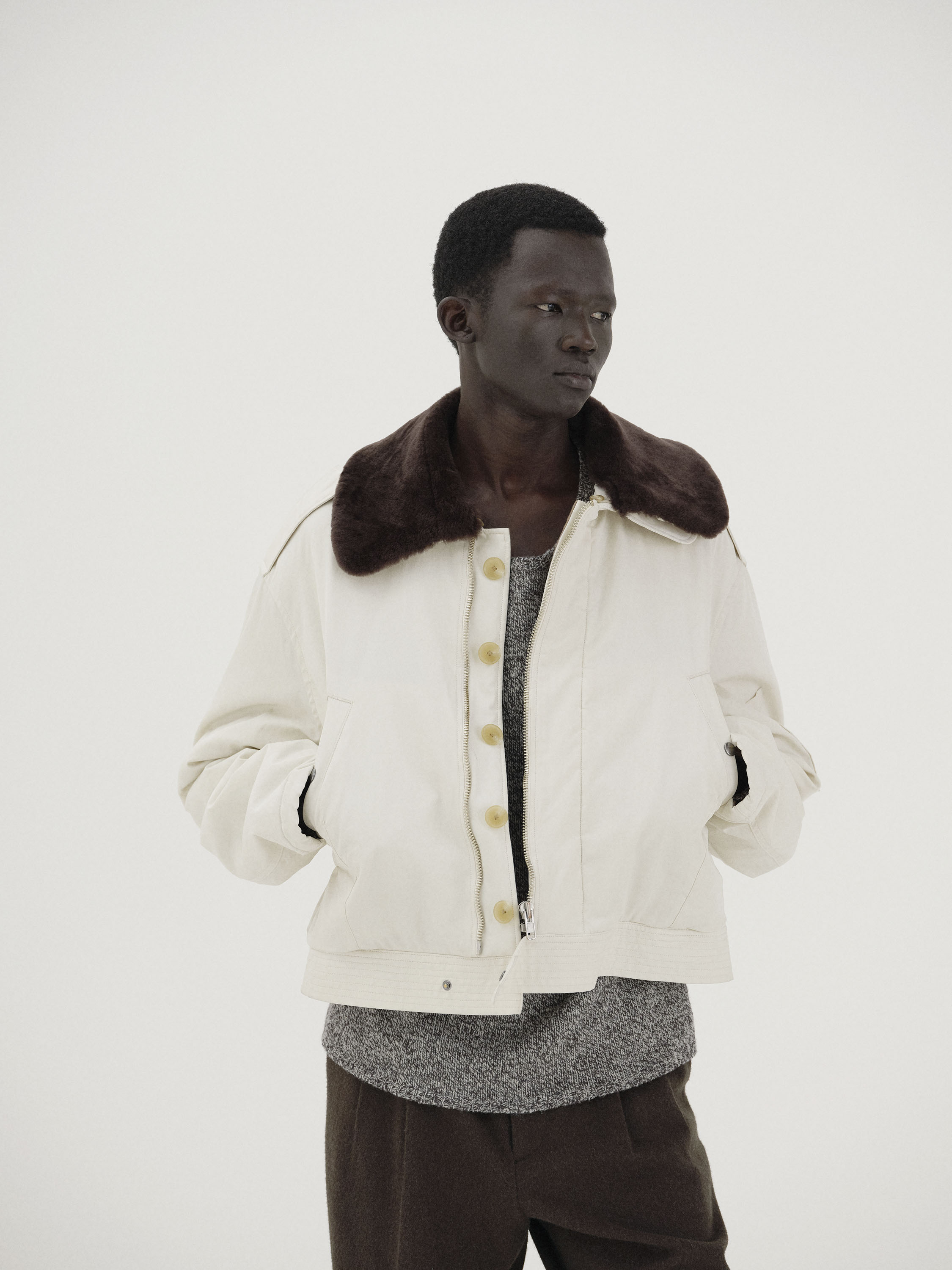 WASHED FINX COTTON GABARDINE FLIGHT BLOUSON 詳細画像 IVORY 2