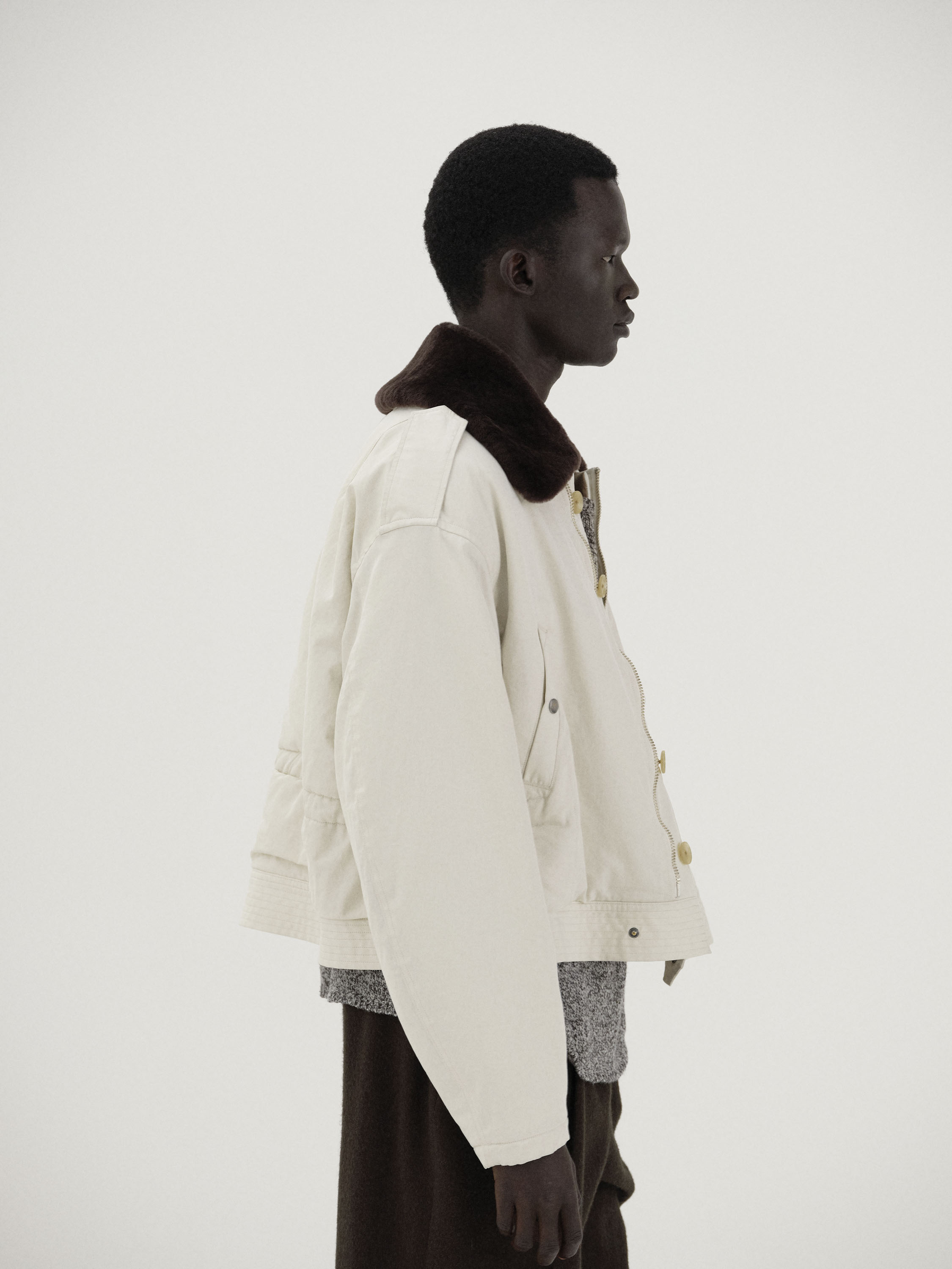 WASHED FINX COTTON GABARDINE FLIGHT BLOUSON 詳細画像 IVORY 3
