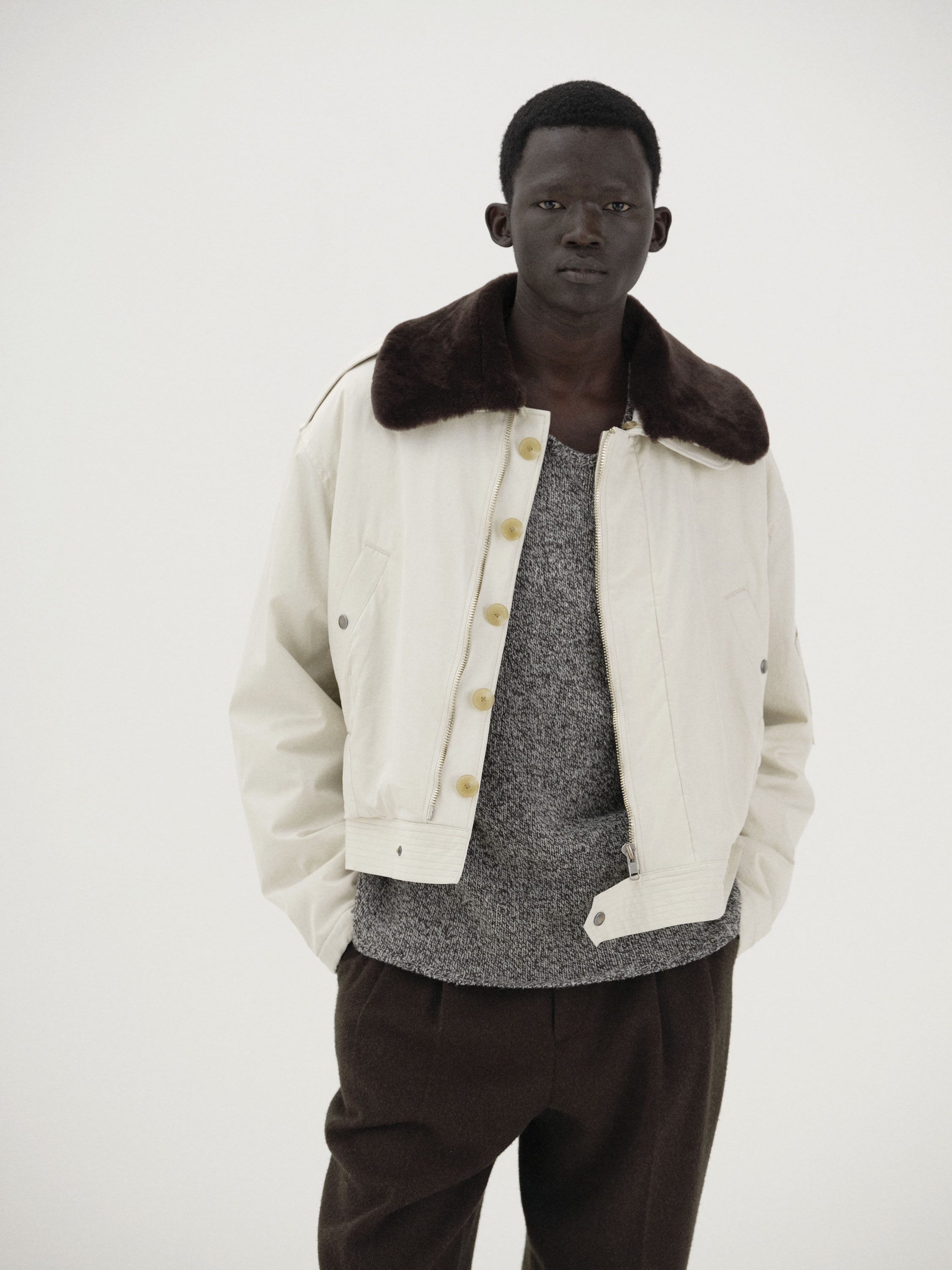 WASHED FINX COTTON GABARDINE FLIGHT BLOUSON 詳細画像 IVORY 4