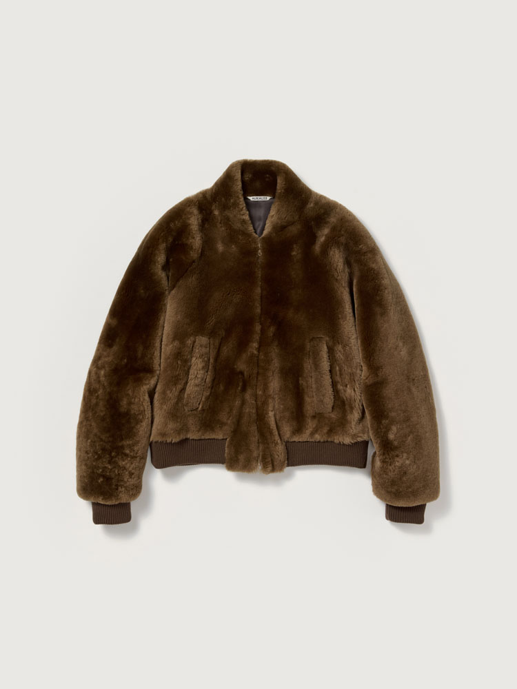 STRAIGHT MERINO MOUTON FUR ZIP BLOUSON
