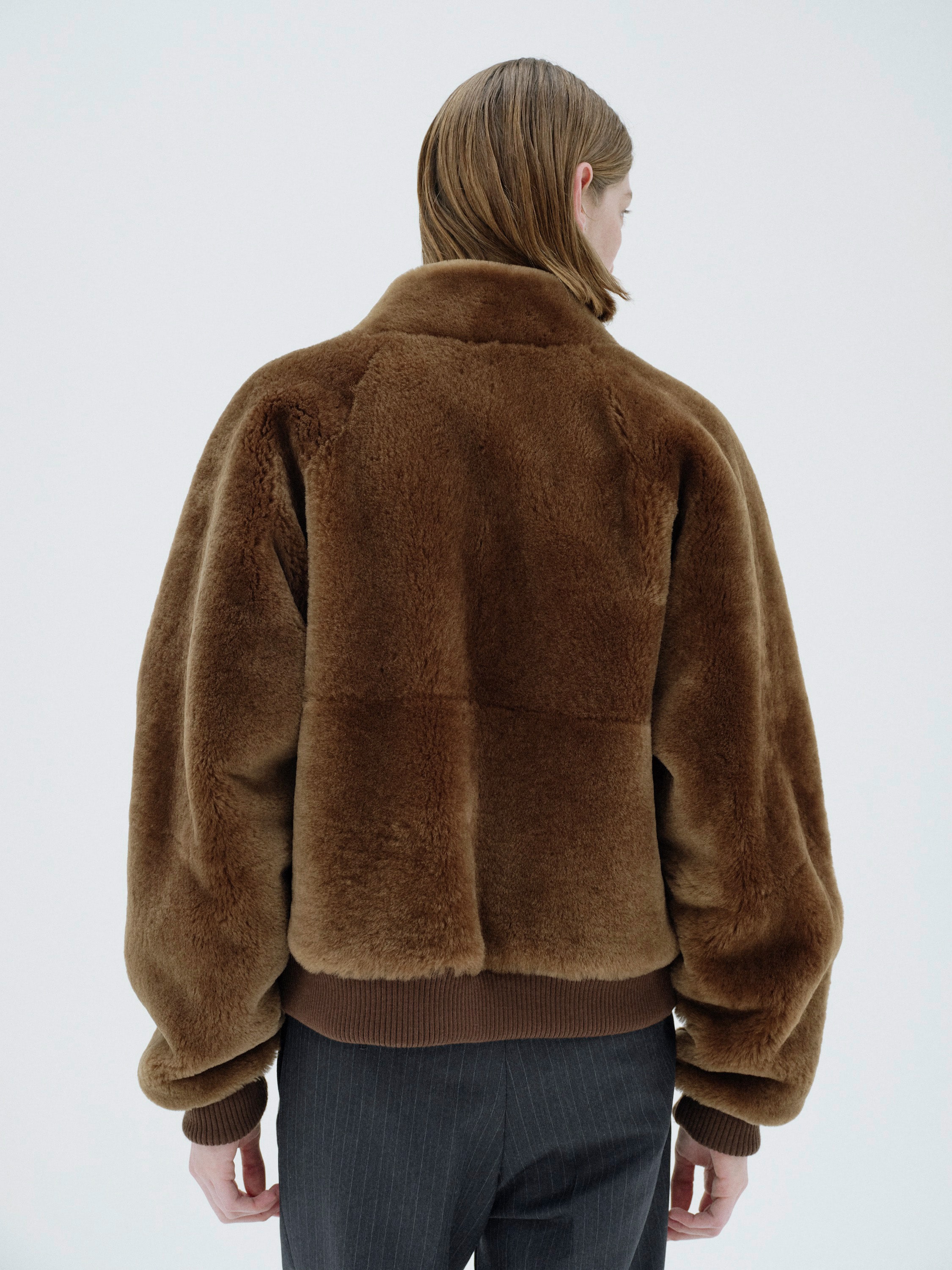 STRAIGHT MERINO MOUTON FUR ZIP BLOUSON 詳細画像 BROWN 4