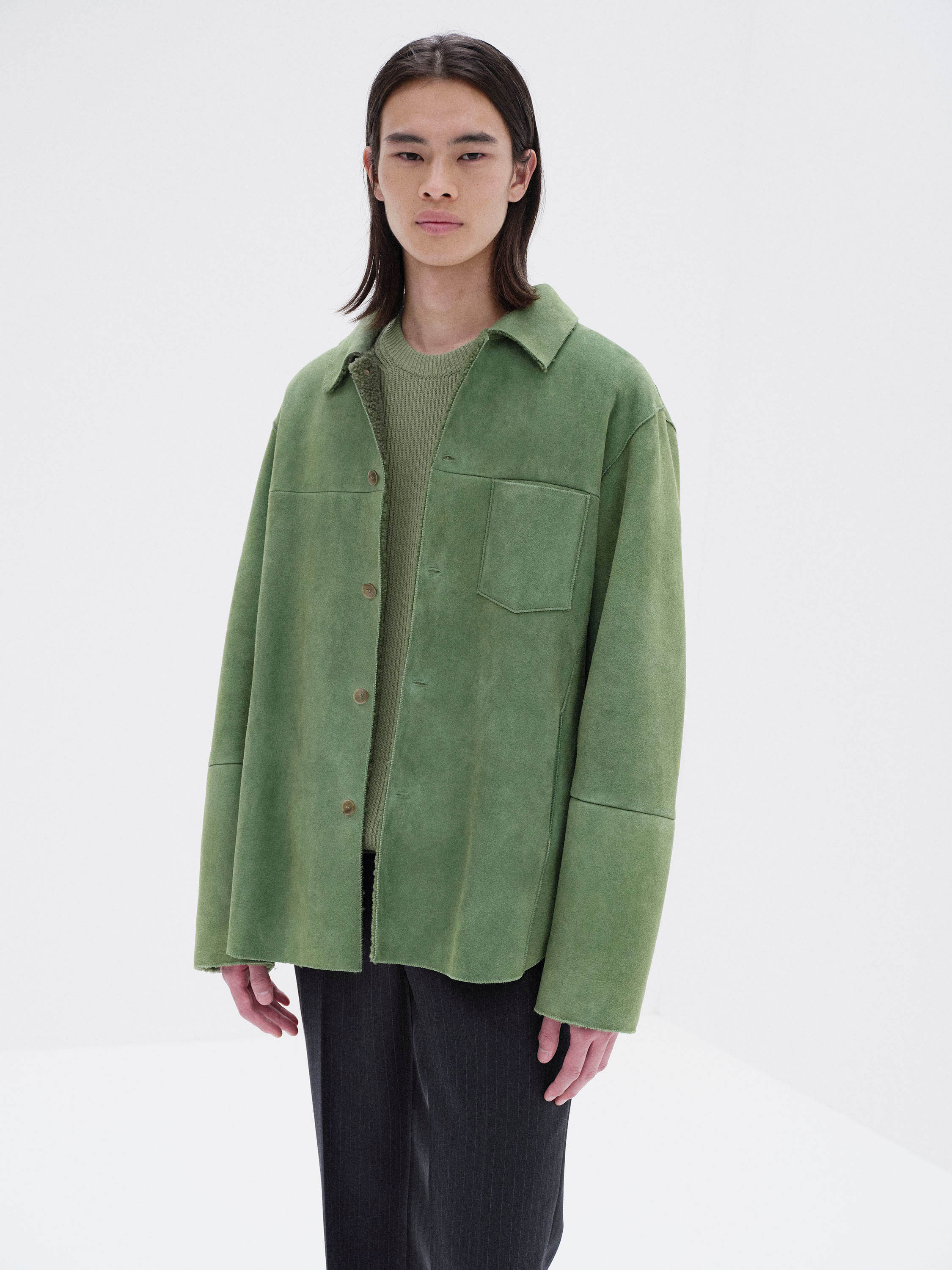 MERINO MOUTON SHIRT BLOUSON 詳細画像 DUSTY GREEN 1