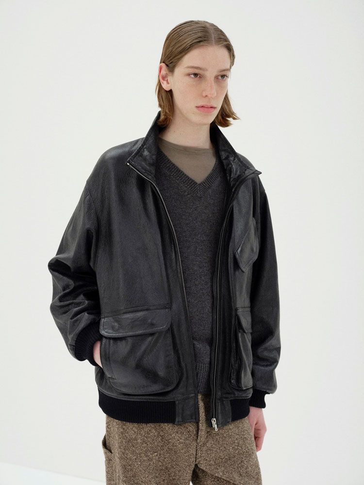 LAMB LEATHER ZIP BLOUSON
